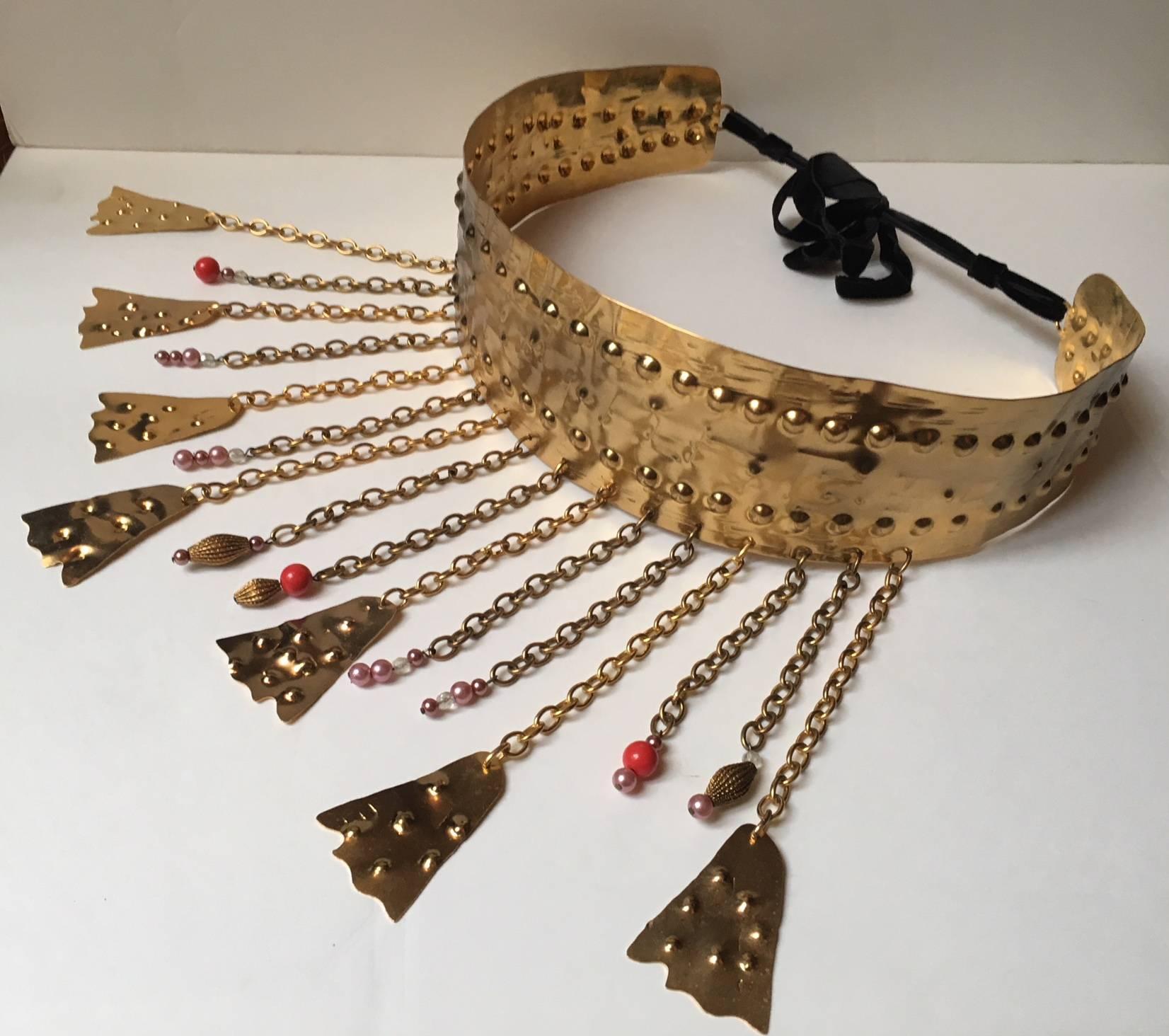 Modern Christian Lacroix Set of belt and necklace gold plated brass 