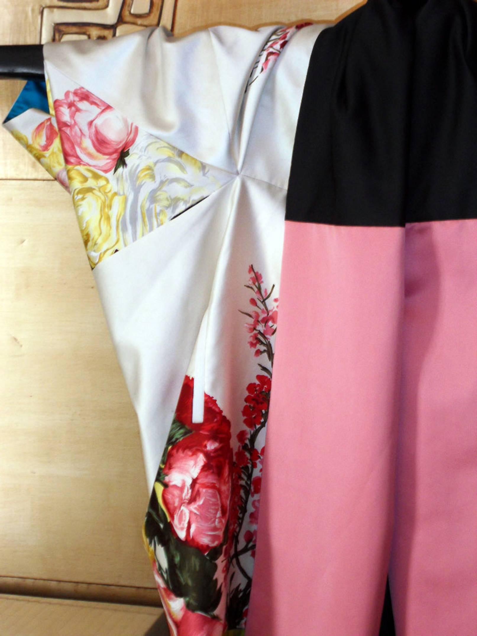 Haute couture , Kenzo by antonio marras , dress coat cape , kimono-inspired In Good Condition For Sale In Paris, FR