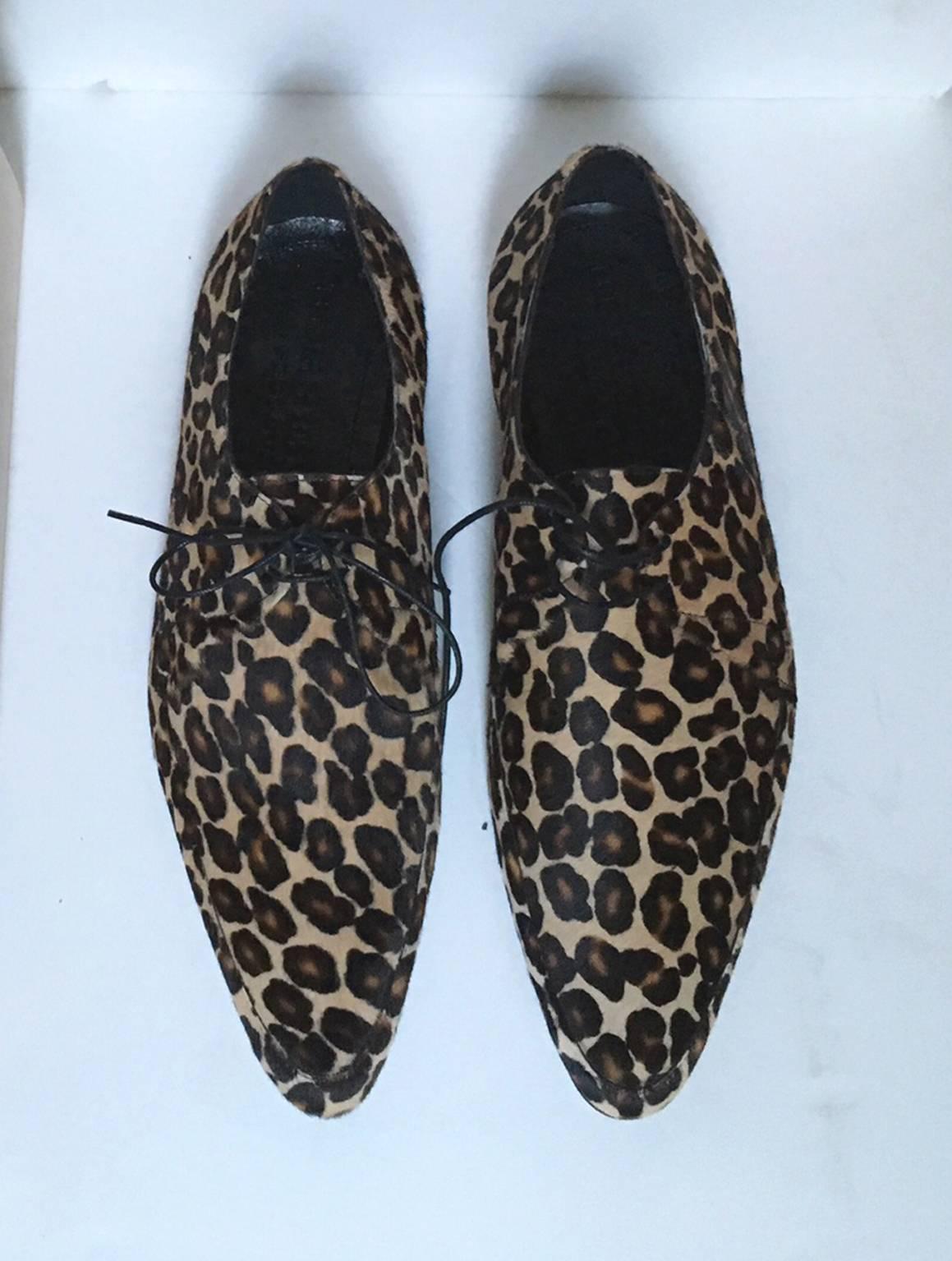Burberry Prorsum Men's Leopard Print Calf Hair Derby Shoes new with box, unused 1