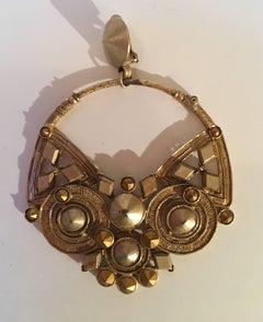 Jean Paul Gaultier large pair of earrings , mat gold plated on bronze .