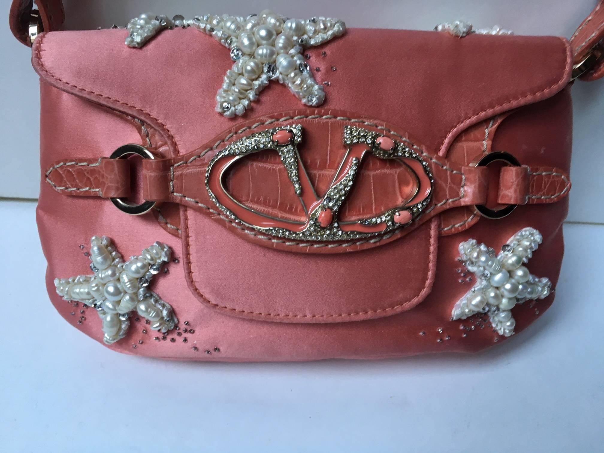 Valentino  Haute Couture Silk and leather Evening Handbag  In Good Condition For Sale In Paris, FR