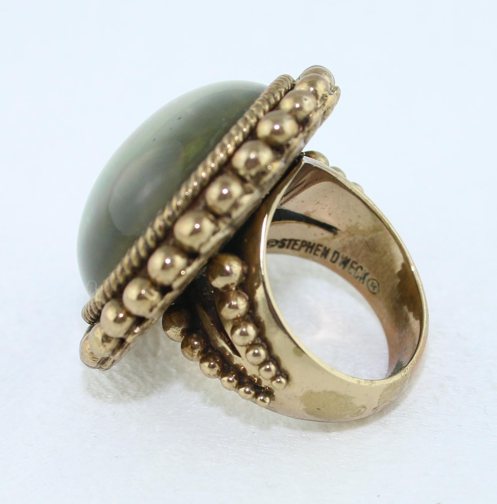 Anello in ottone con cristallo di rocca e abalone di Stephen Dweck In condizioni Nuovo in vendita a New York, NY