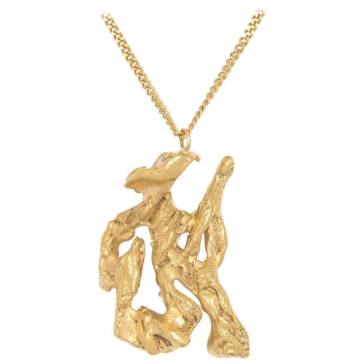 Loveness Lee - Chinese Zodiac Snake - Horoscope Gold Pendant Necklace For Sale