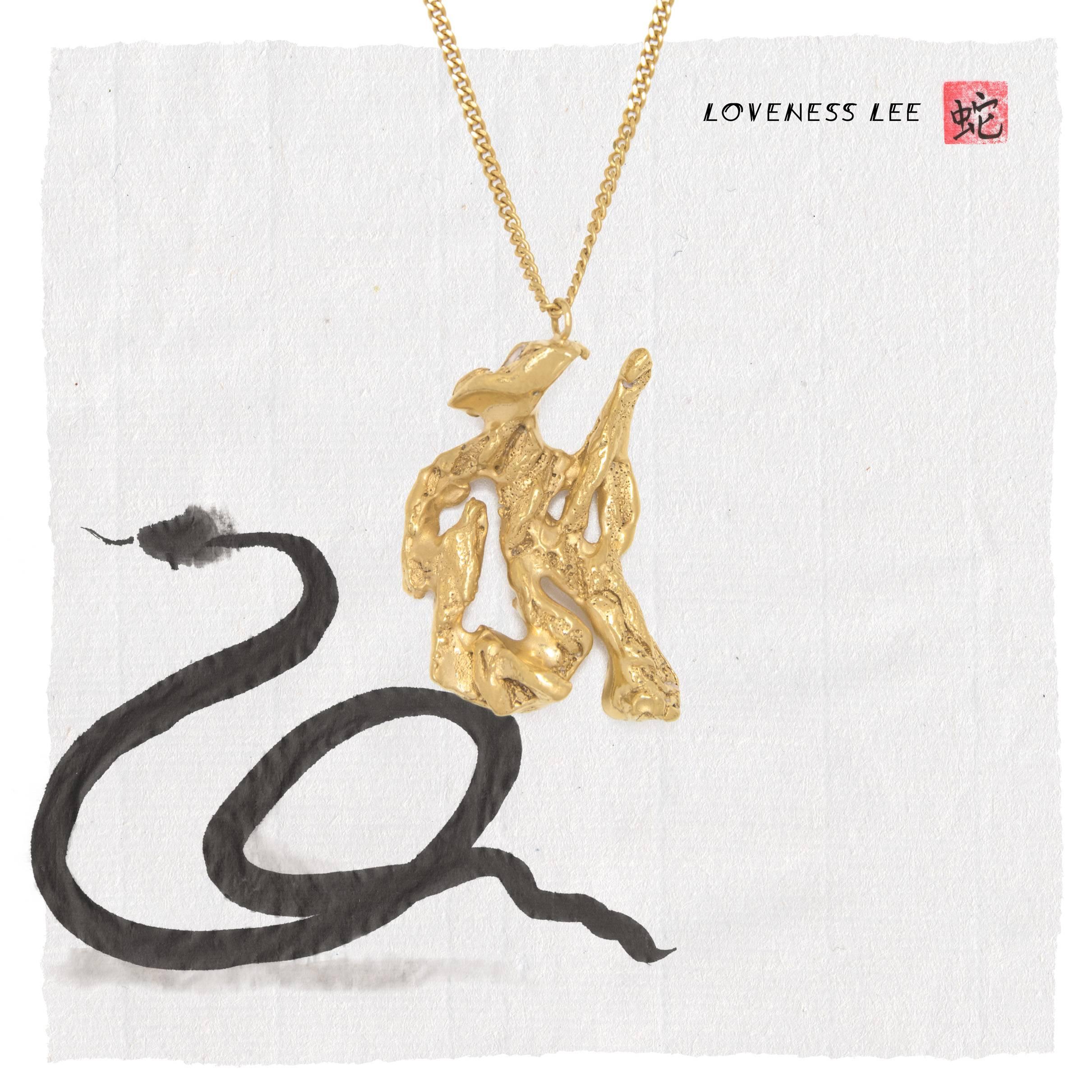 Women's Loveness Lee - Chinese Zodiac Snake - Horoscope Gold Pendant Necklace For Sale