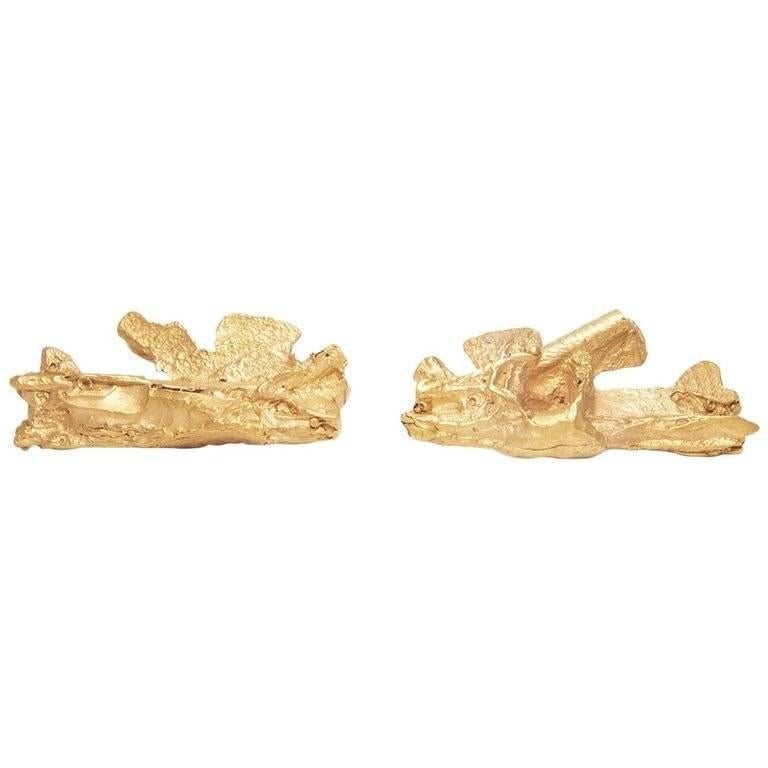 Kairos Textured Natural Formed Gold Stud Earrings