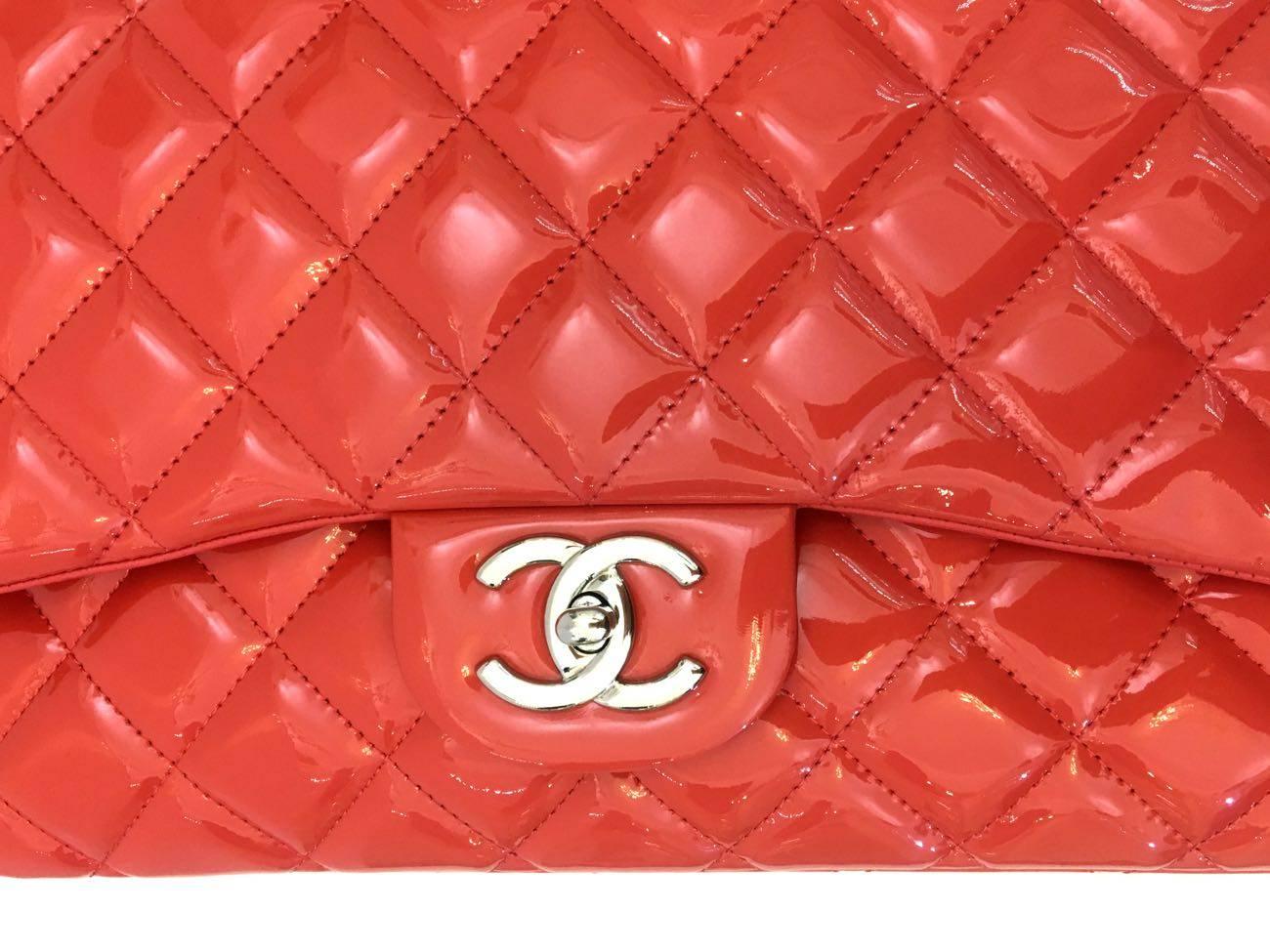 Women's Chanel Bag Maxi Jumbo Coral Vernis Leather, 2012