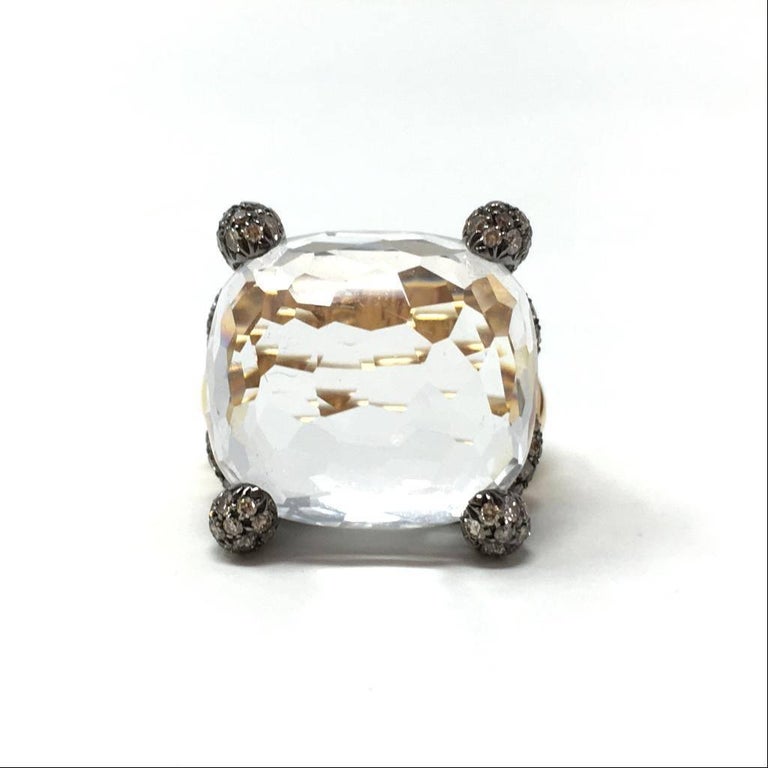 Pomellato Tango Collection Smokey Topaz Brown Diamond Gold Ring At 1stdibs