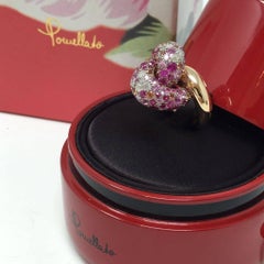 POMELLATO Tango RING Rose gold with icy diamonds, pink and orange sapphires.