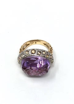 POMELLATO RING Tango collection in rose gold amethyst, brown diamonds, 2018