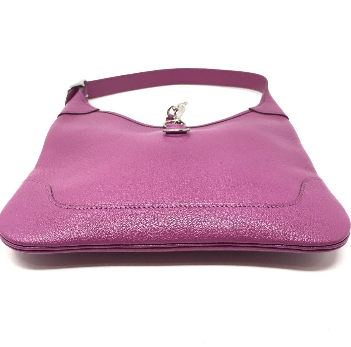Pink Hermes Cyclamen Chevre Mysore Leather Trim 24 Bag