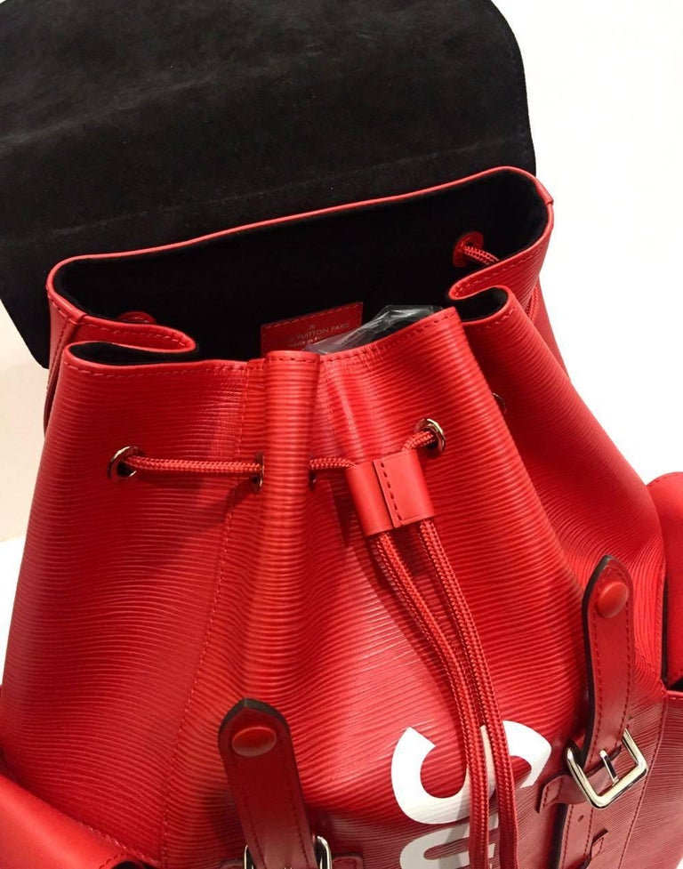 Louis Vuitton Red Leather Backpack for Supreme, 2017 at 1stdibs