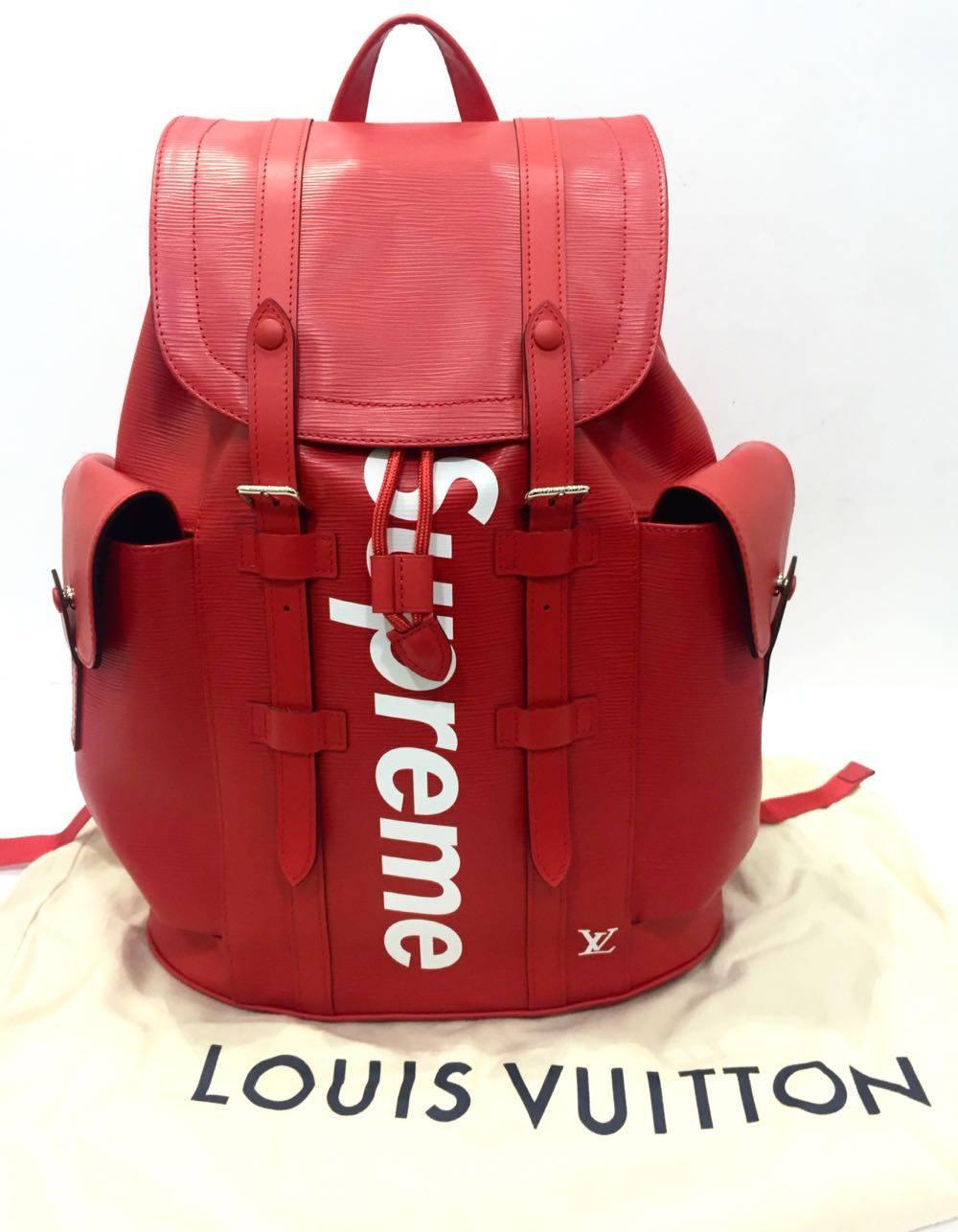 Louis Vuitton Red Leather Backpack for Supreme, 2017 2