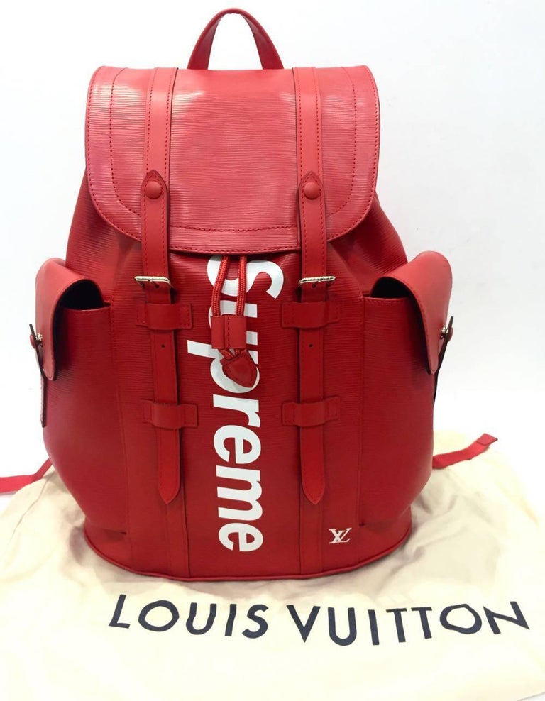 Louis Vuitton Red Leather Backpack for Supreme, 2017 at 1stDibs