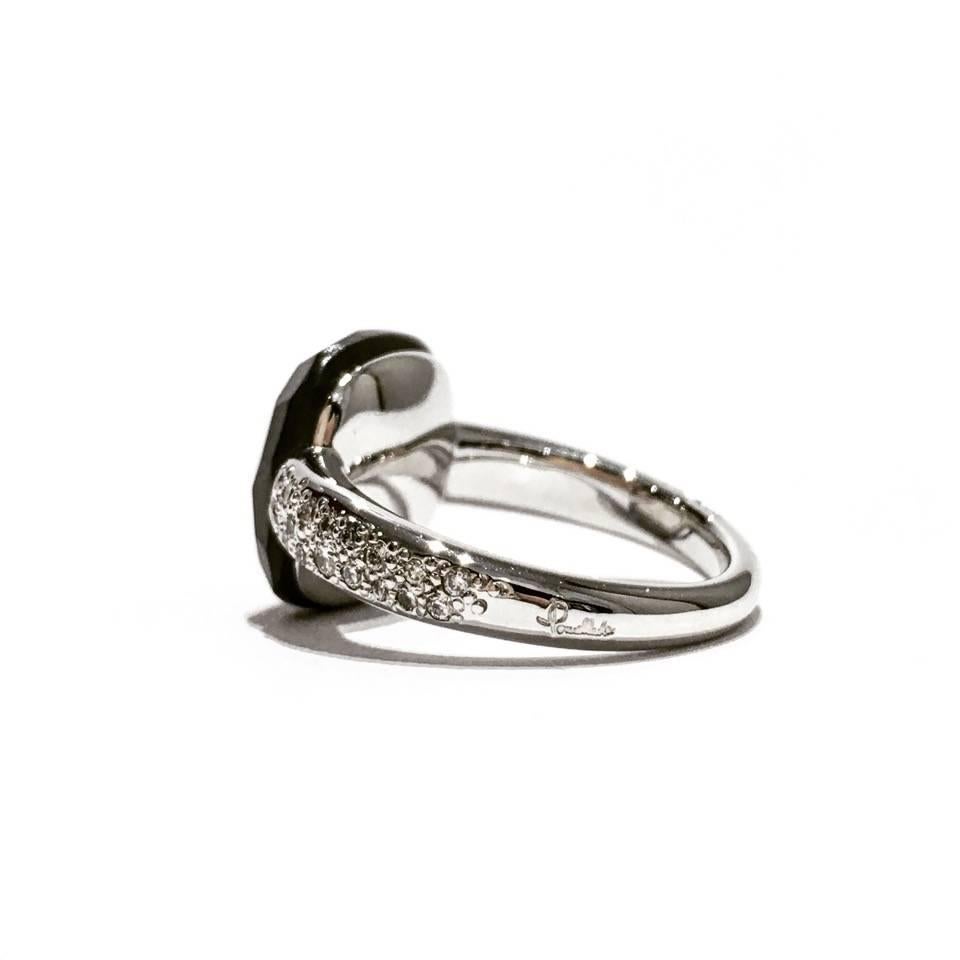 Pomellato
Ring Capri Collection 
Rhodium White Gold and Jet Stone 
CT 0.26 Bright
Size Eu 51 / 52
Pomellato Box complete