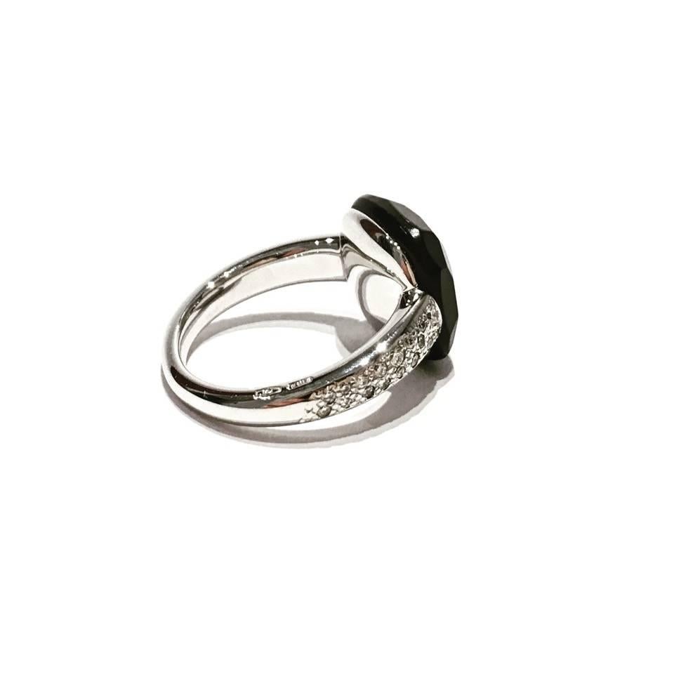 Pomellato Capri White Gold and Jet Stone Ring In Excellent Condition In Milan, IT