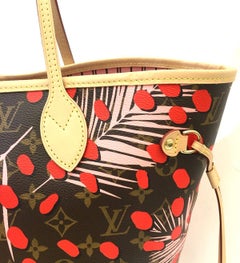 Louis Vuitton Neverfull Bag MM Monogram Palm Springs Jungle Sugar Pink