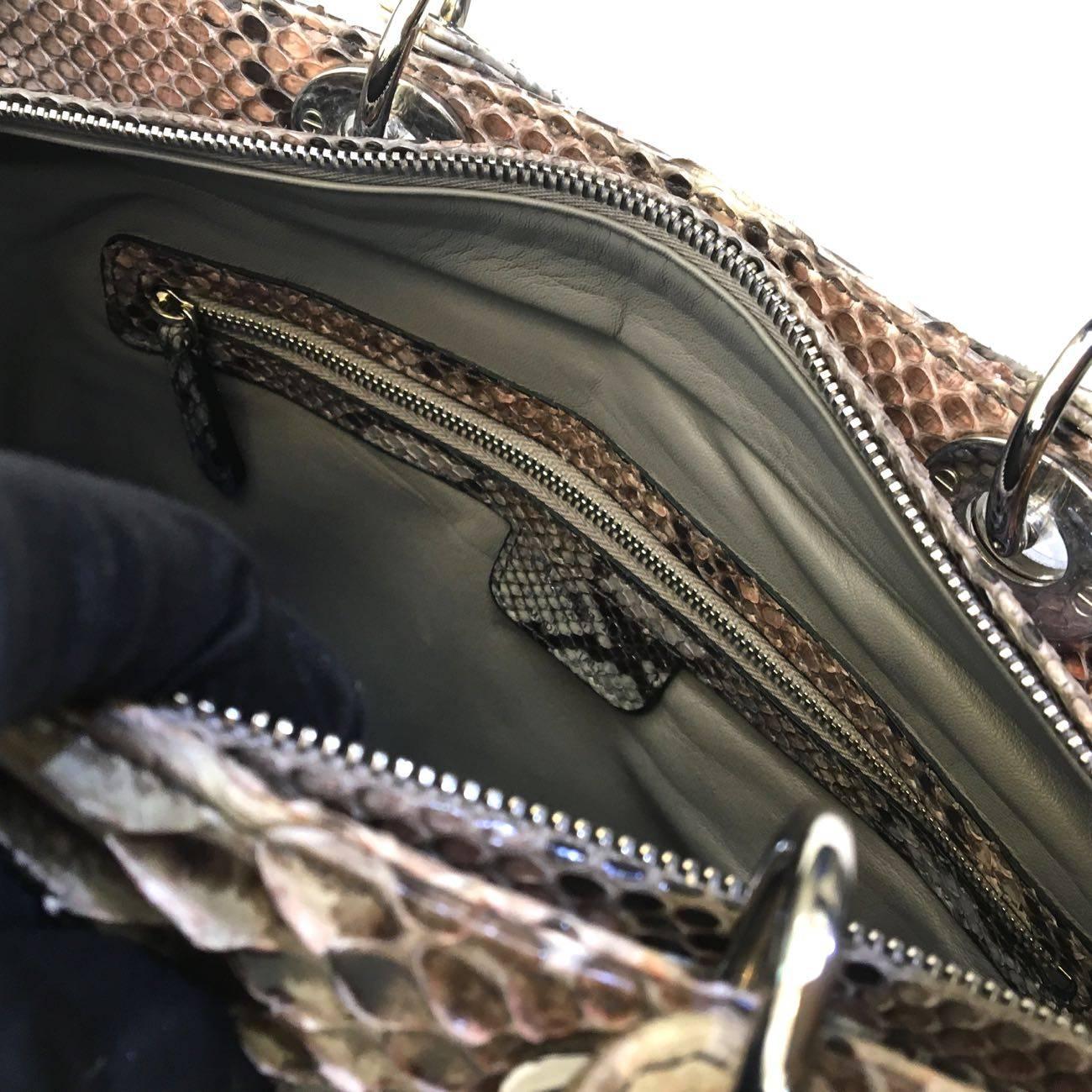Dior Grey and Pink Python Large Lady Dior Bag, 2011 In Good Condition In Milan, IT