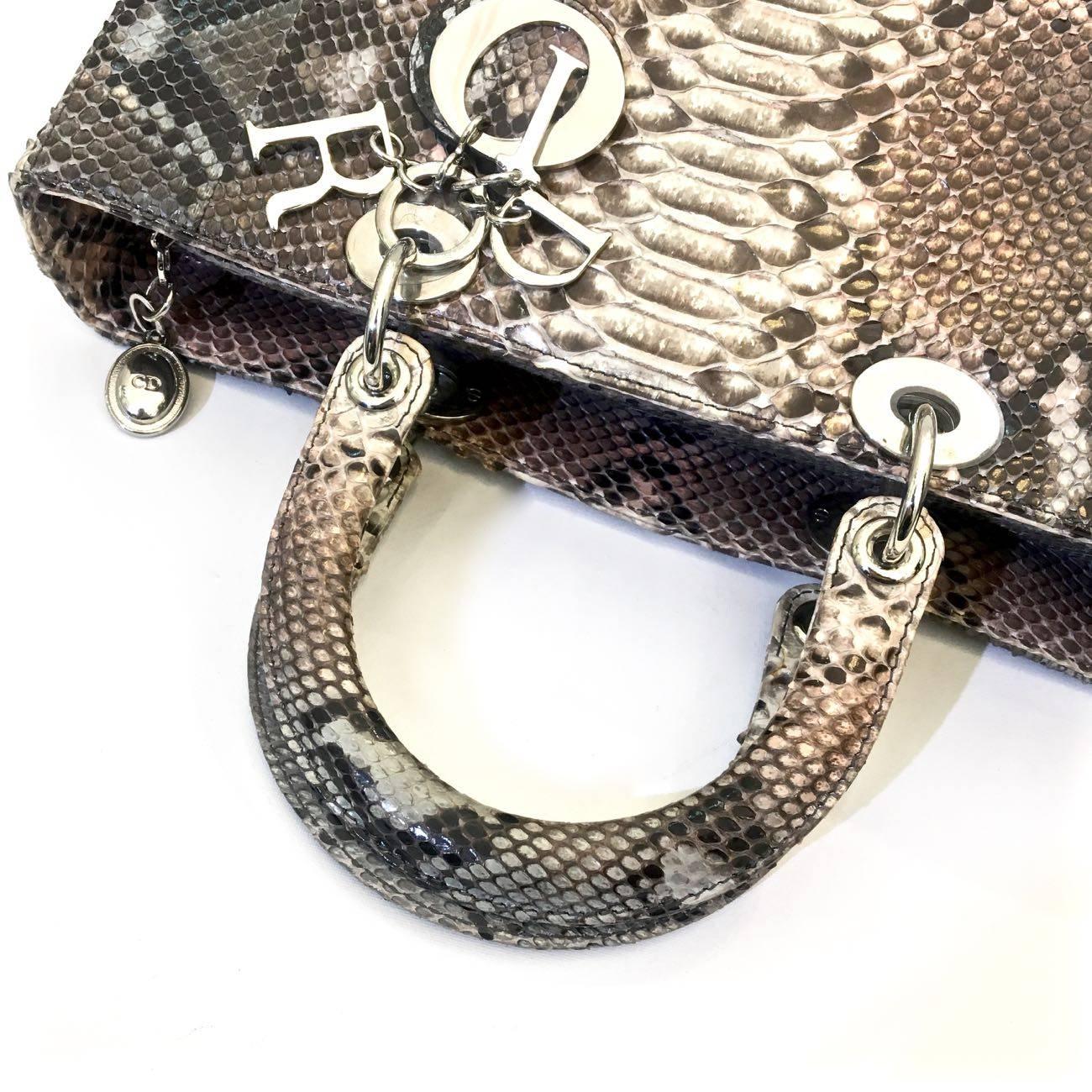 Gray Dior Grey and Pink Python Large Lady Dior Bag, 2011
