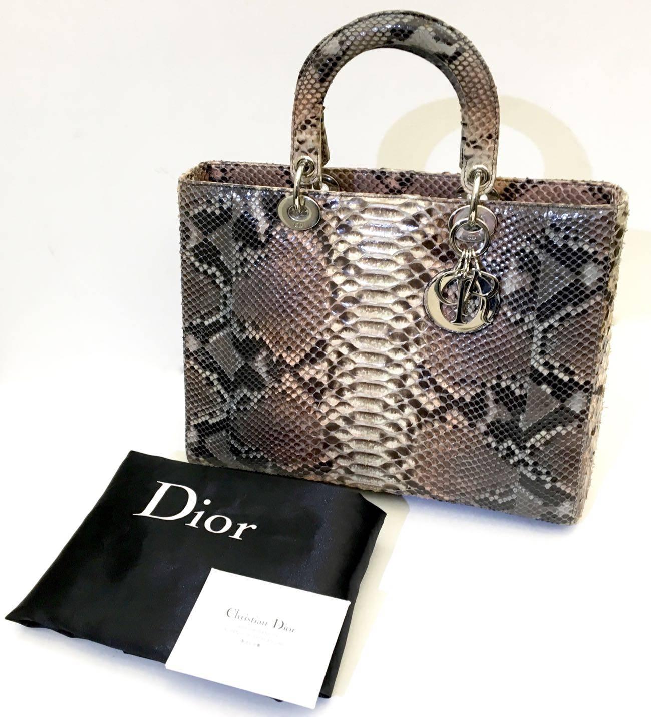 Dior Grey and Pink Python Large Lady Dior Bag, 2011 2