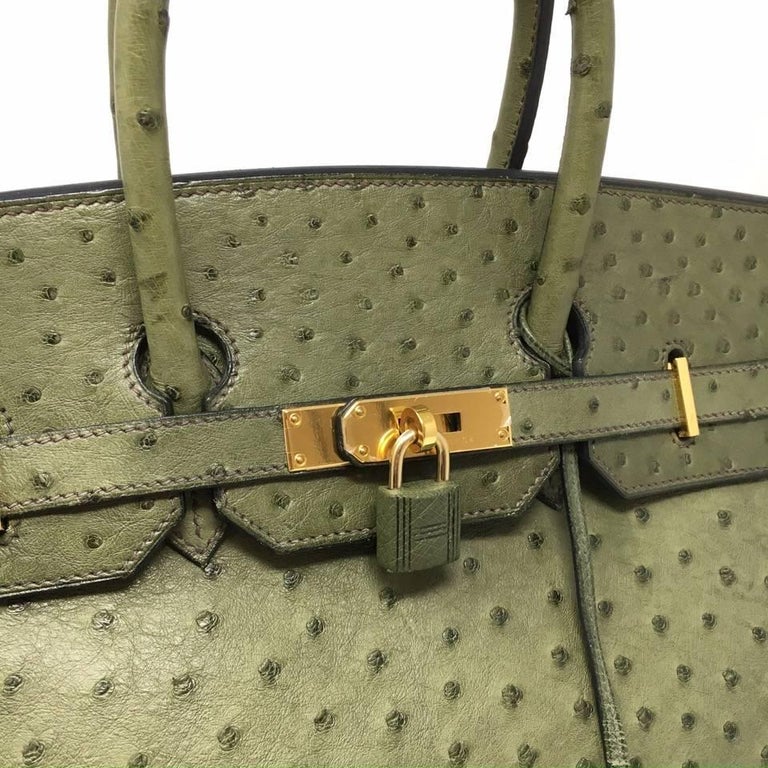 HERMES Birkin 35 Bag in Vertigo Green Ostrich Leather at 1stDibs
