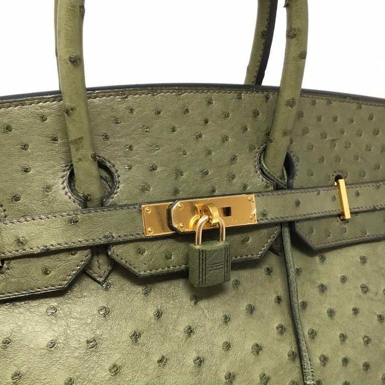 Hermes Birkin 35 Ostrich Green Leather Bag, 2000 at 1stDibs hermes