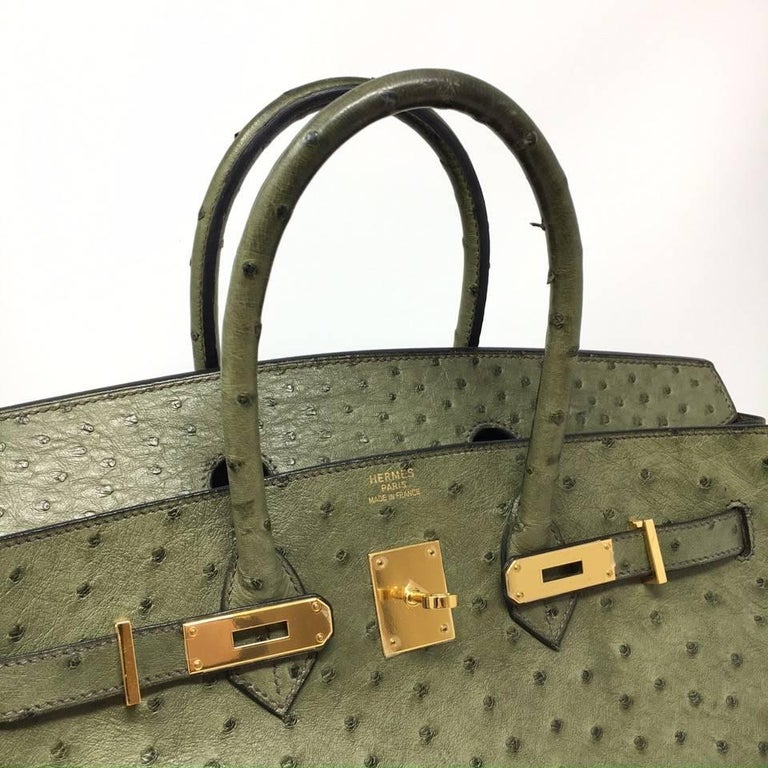 Birkin ostrich handbag Hermès Green in Ostrich - 4416486
