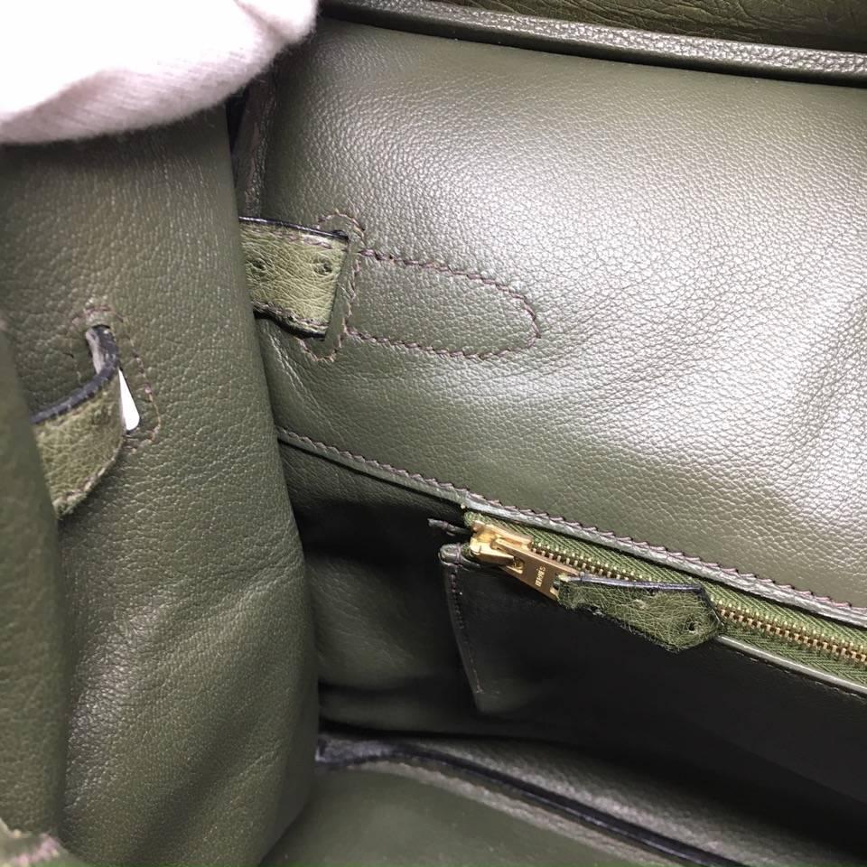Hermes Birkin 35 Ostrich Green Leather Bag, 2000 1