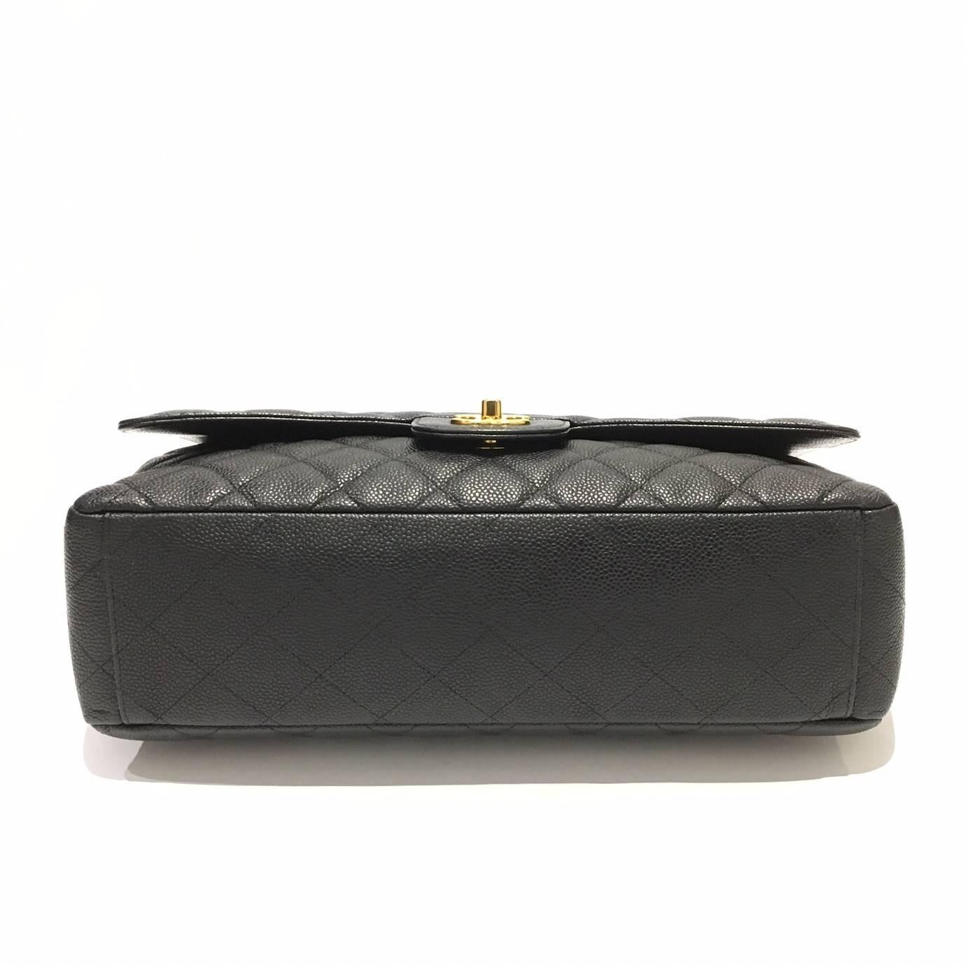 Women's Chanel Classic Maxi Jumbo Black Caviar Leather Bag, 2009