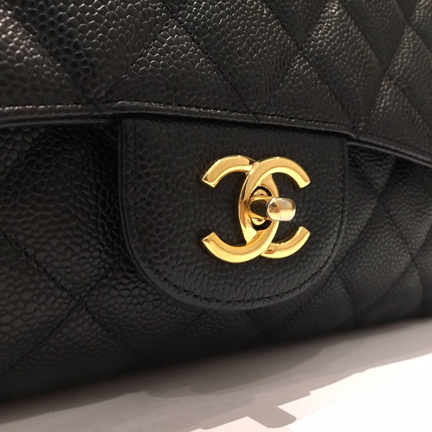 Chanel Classic Maxi Jumbo Black Caviar Leather Bag, 2009 1