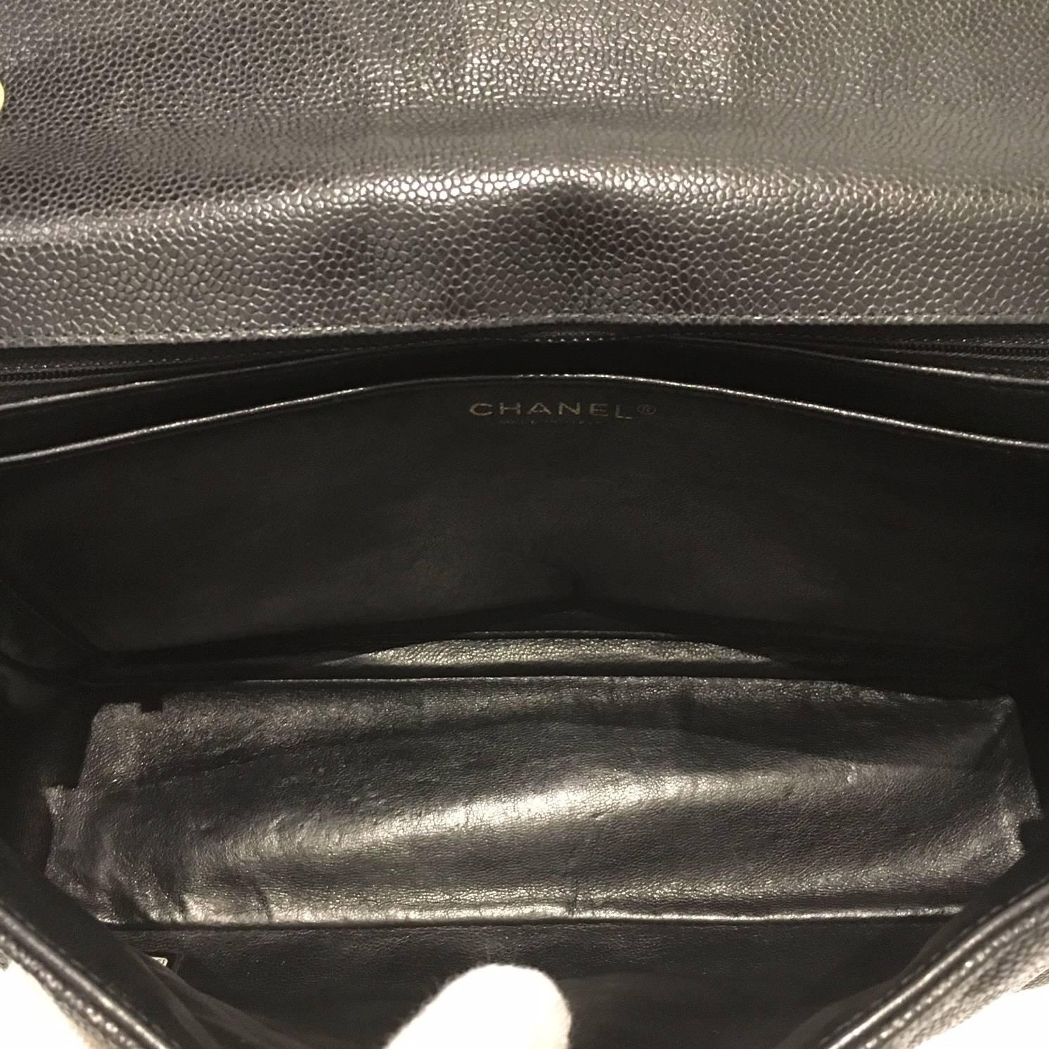 Chanel Classic Maxi Jumbo Black Caviar Leather Bag, 2009 4