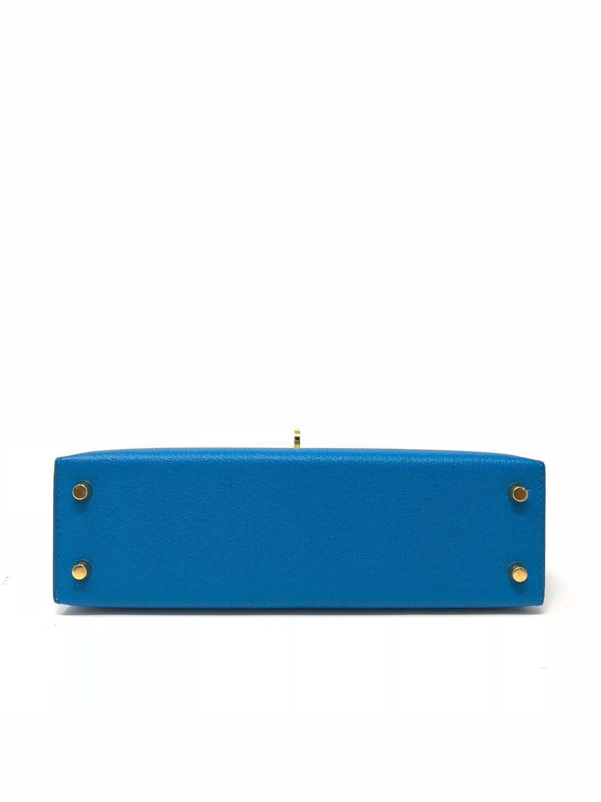 Hermes Kelly Bag 20 Mini Kelly II Blue Zanzibar Chevre Gold Hardware, 2017  2