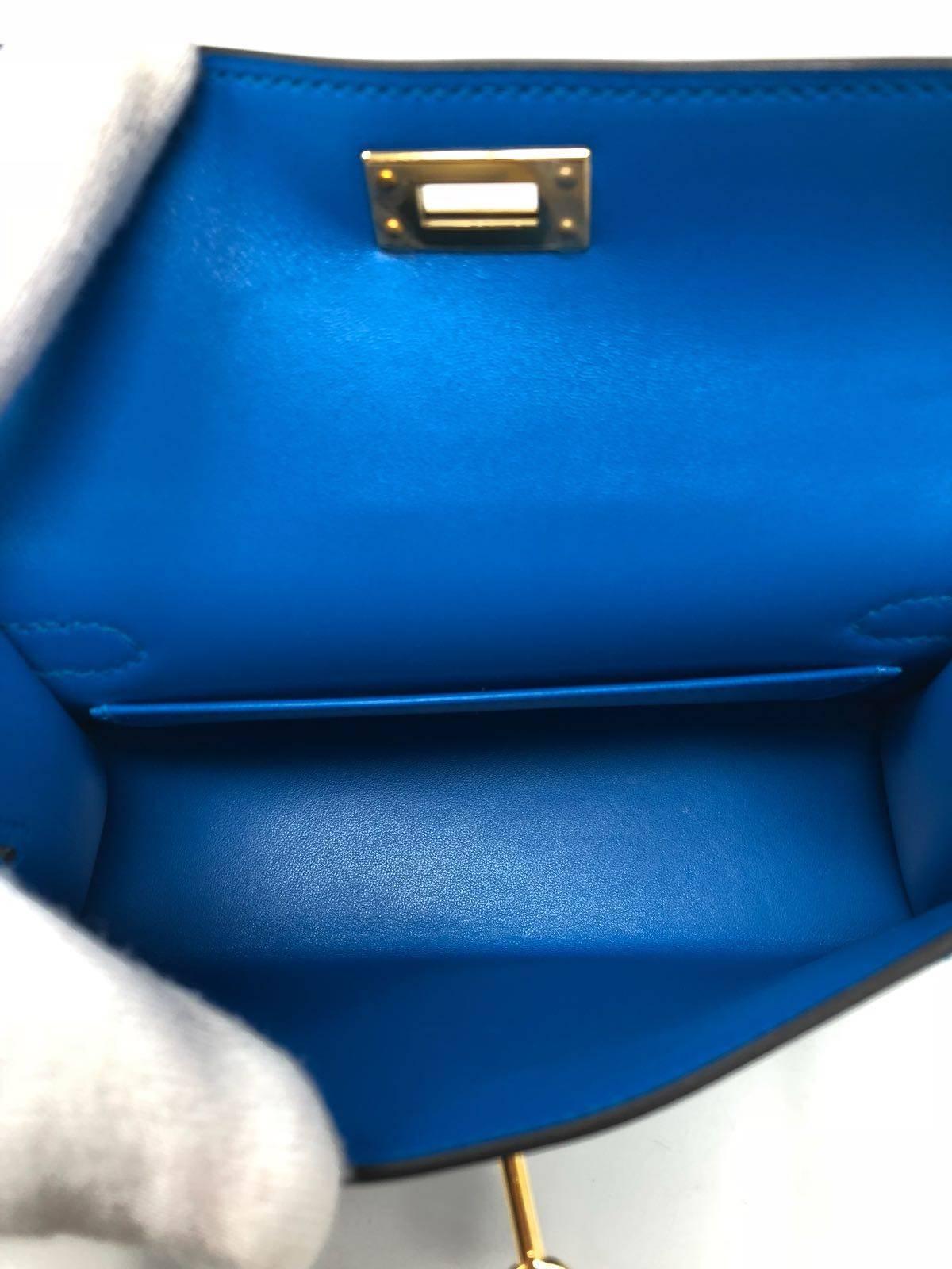 Hermes Kelly Bag 20 Mini Kelly II Blue Zanzibar Chevre Gold Hardware, 2017  11