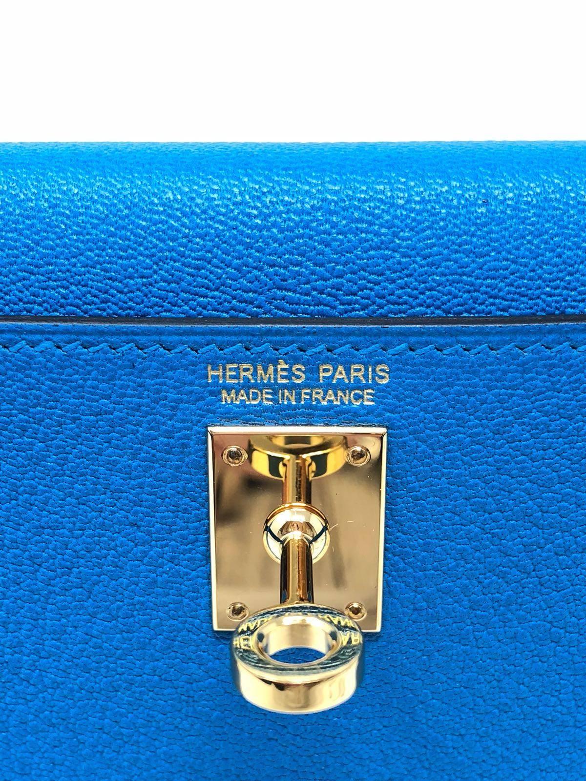 Hermes Kelly Bag 20 Mini Kelly II Blue Zanzibar Chevre Gold Hardware, 2017  3