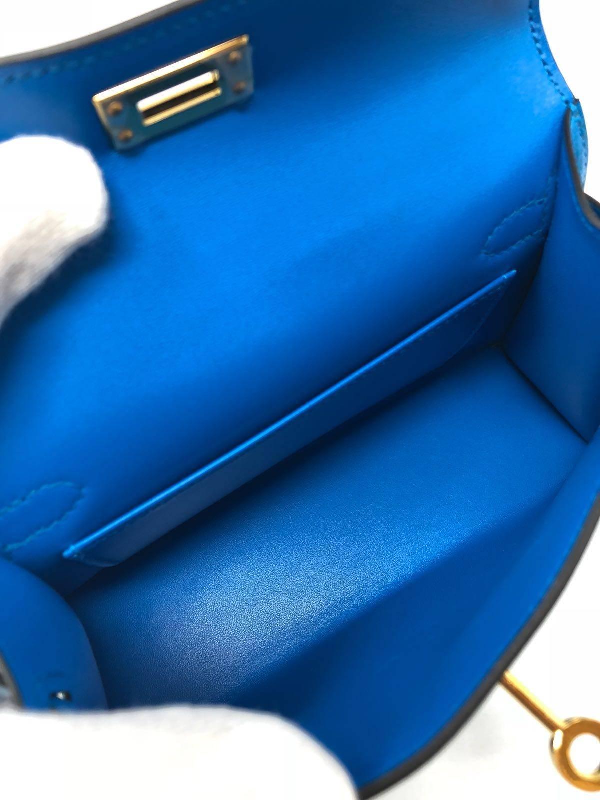 Hermes Kelly Bag 20 Mini Kelly II Blue Zanzibar Chevre Gold Hardware, 2017  9