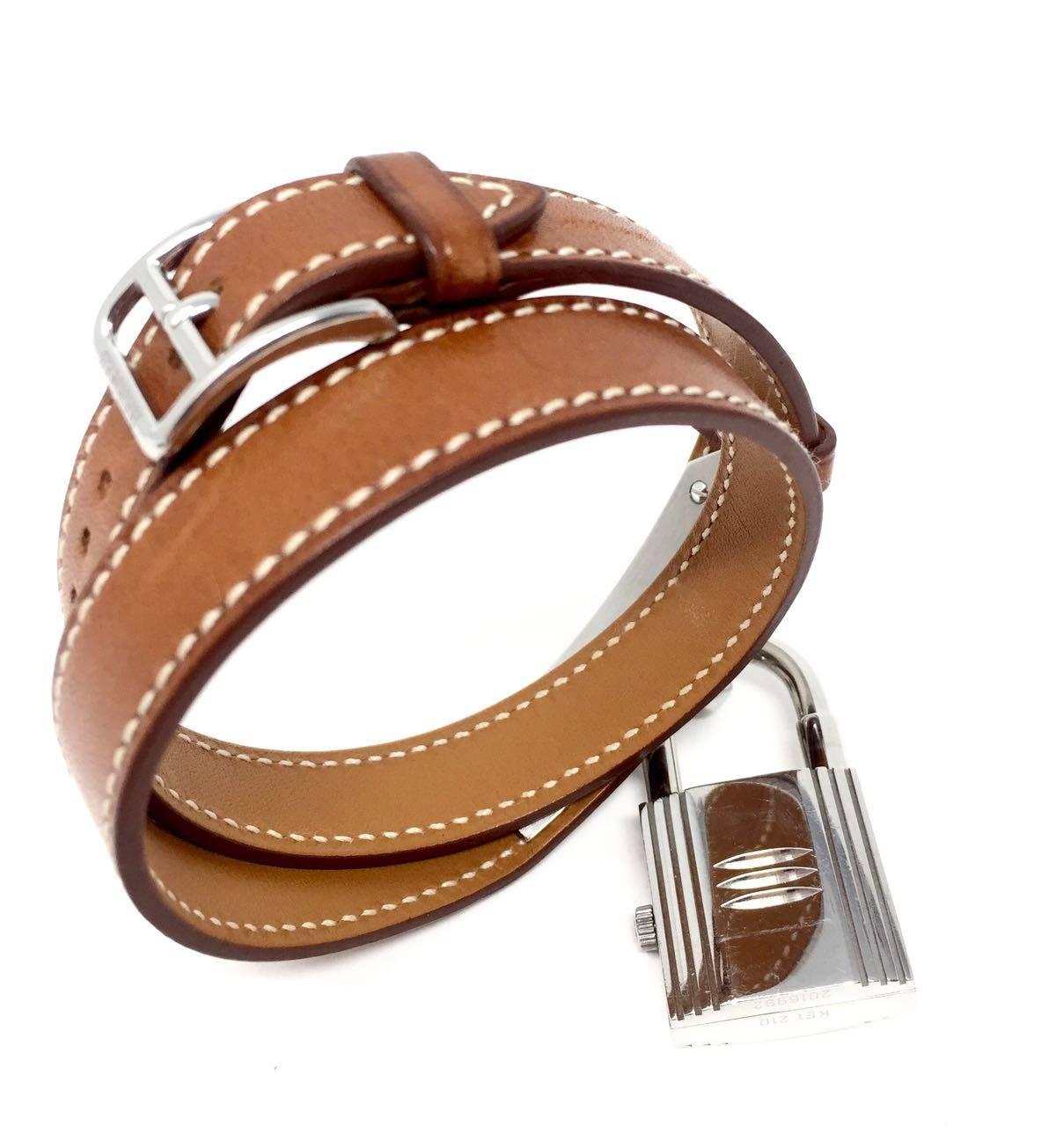 Women's or Men's Hermes Watch Kelly Natural Barenia Calfskin Leather Double Strap Watches, 2003