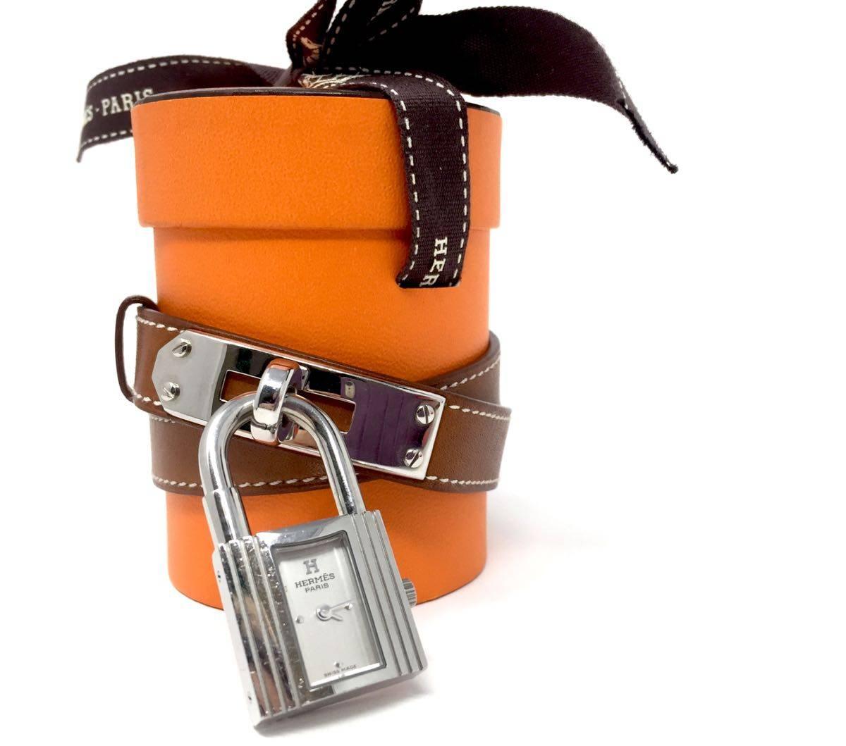 Hermes Watch Kelly Natural Barenia Calfskin Leather Double Strap Watches, 2003 In Good Condition In Milan, IT