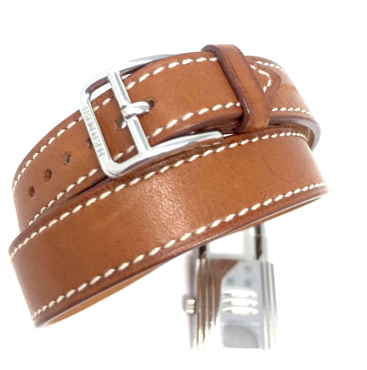 Hermes Watch Kelly Natural Barenia Calfskin Leather Double Strap Watches, 2003 1