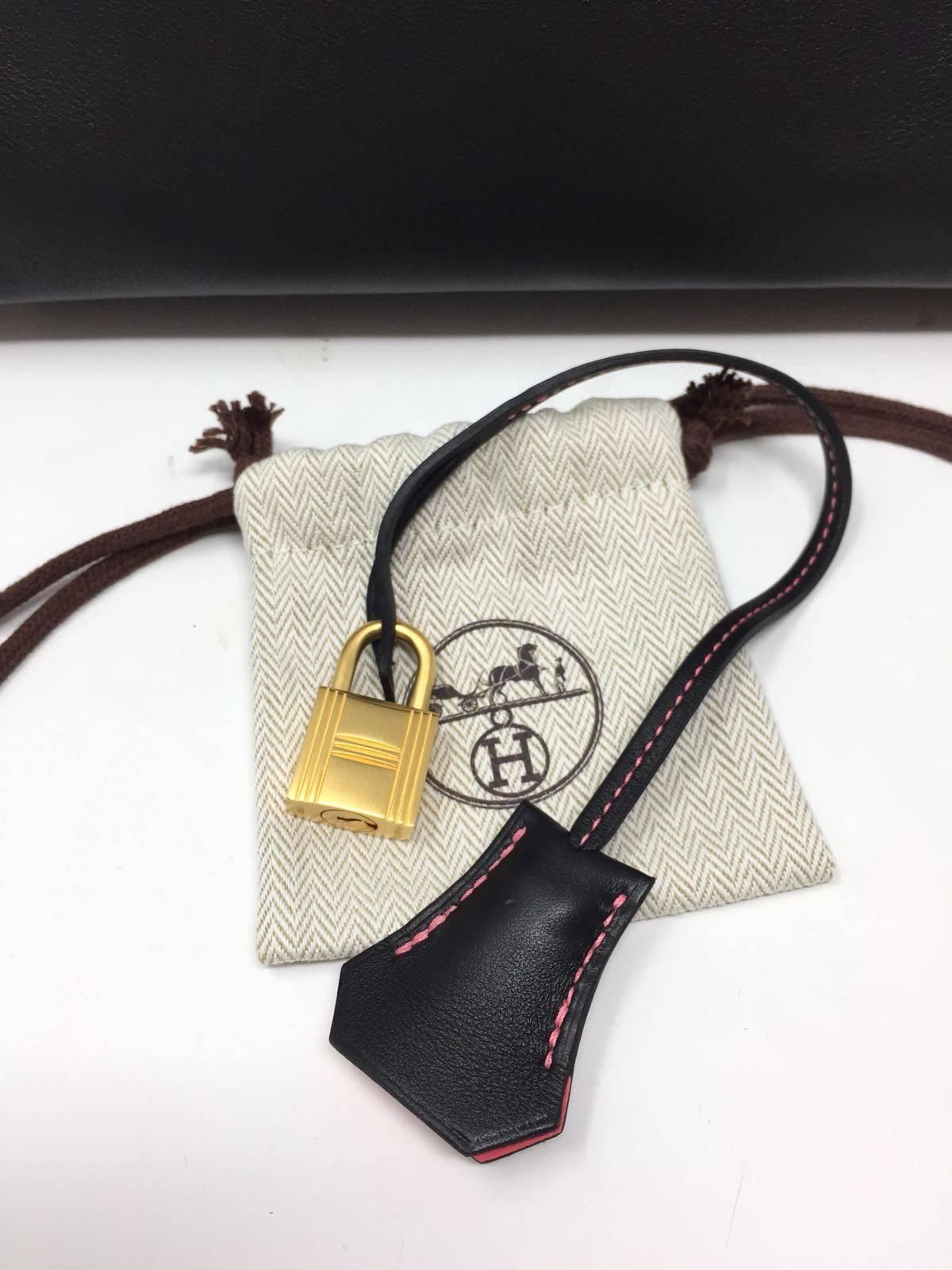 Women's or Men's Hermes Black and Rose Azalee Chevre Special Order Birkin 30 cm Bag, 2018 