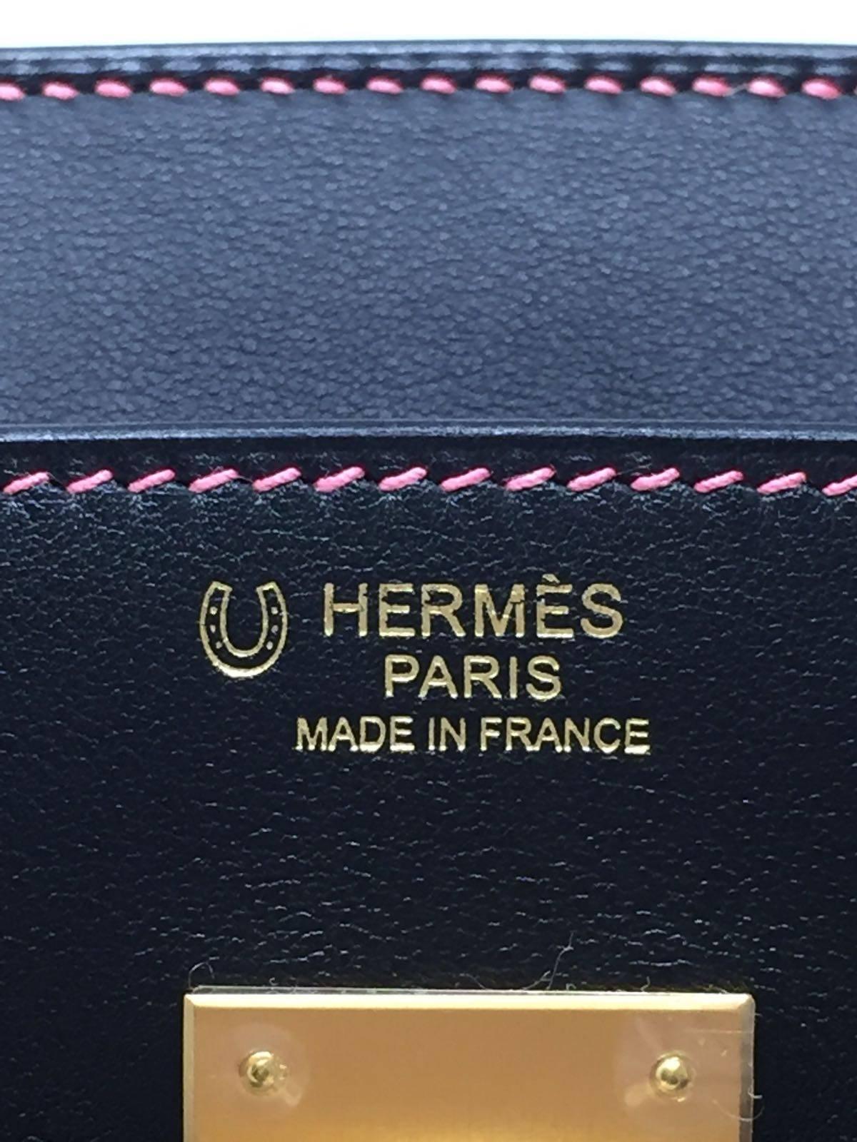 Hermes Black and Rose Azalee Chevre Special Order Birkin 30 cm Bag, 2018  7