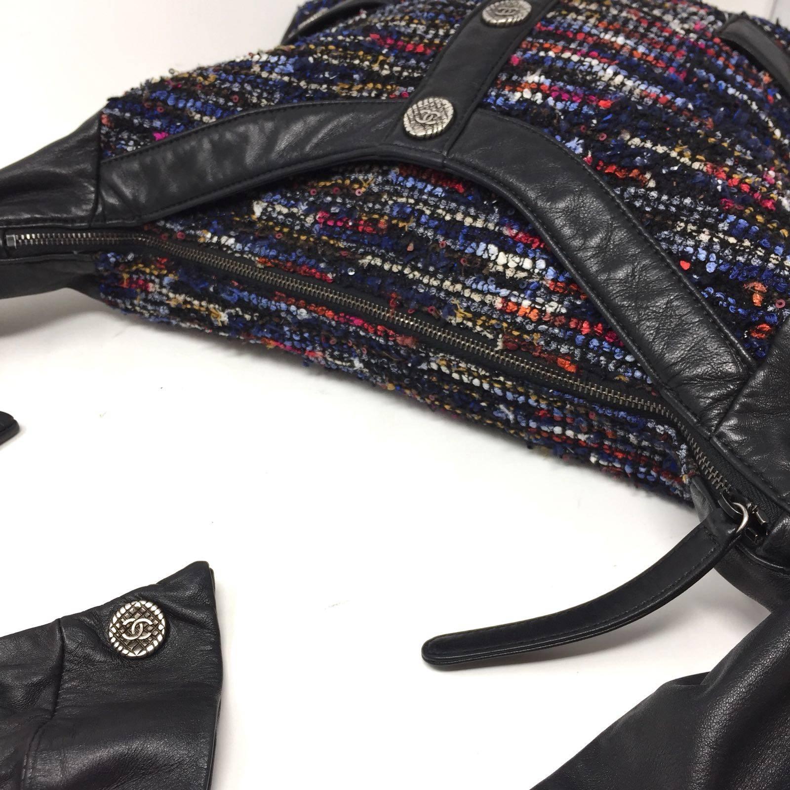 Chanel Multicolor Tweed and Black Lambskin Girl Bag, 2016 In Good Condition In Milan, IT