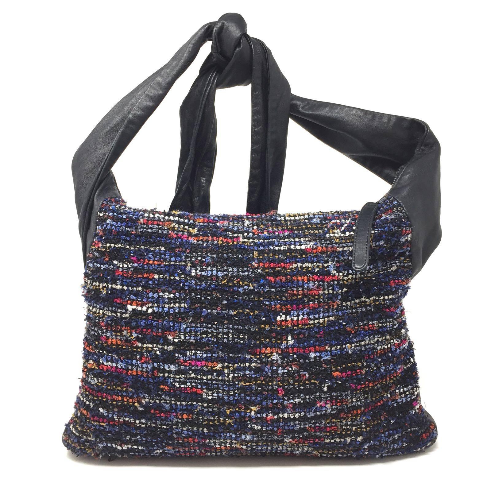 Chanel Multicolor Tweed and Black Lambskin Girl Bag, 2016 4