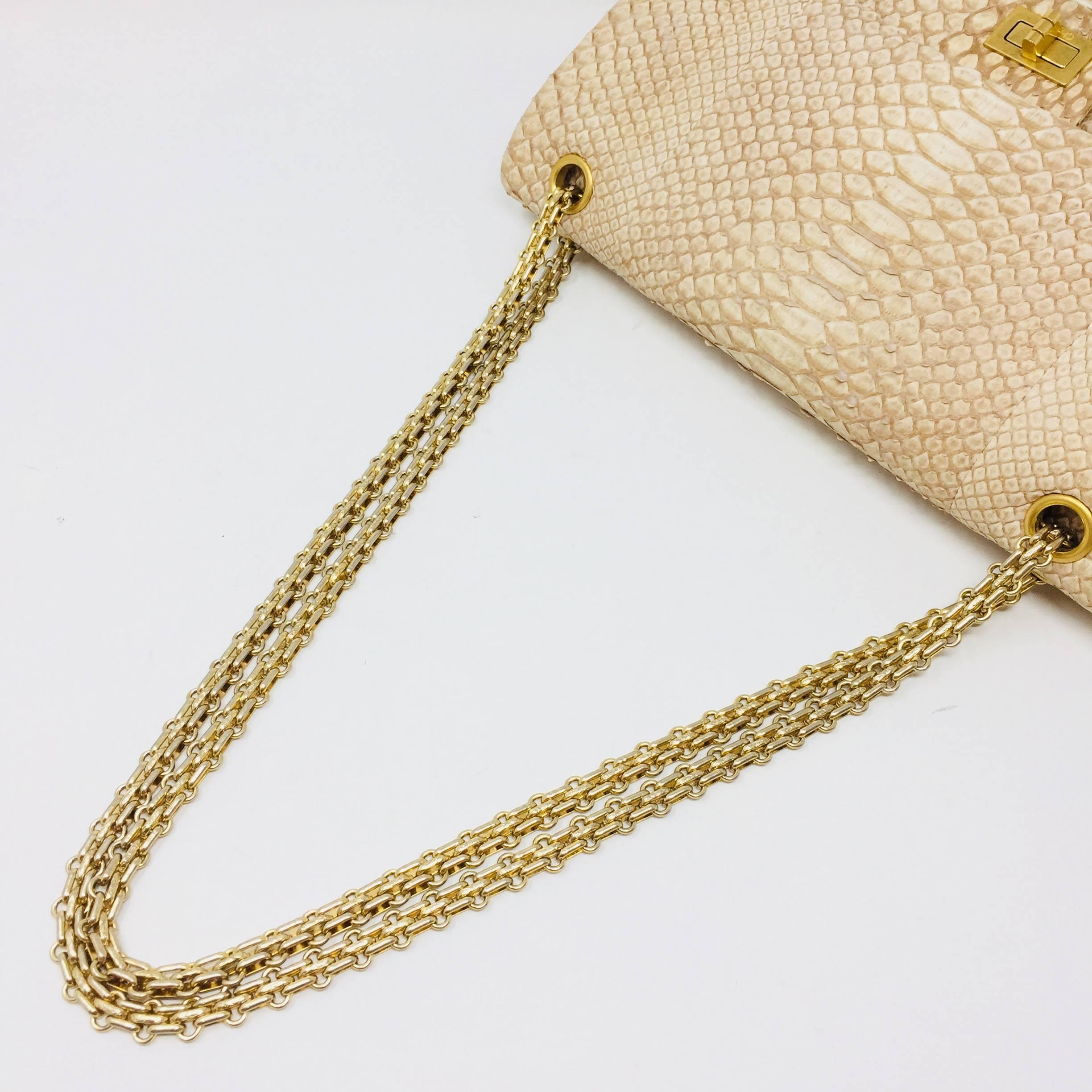 Chanel Reissue 2.55 Gold Nude Python Exotic Leather Shoulder Bag 4