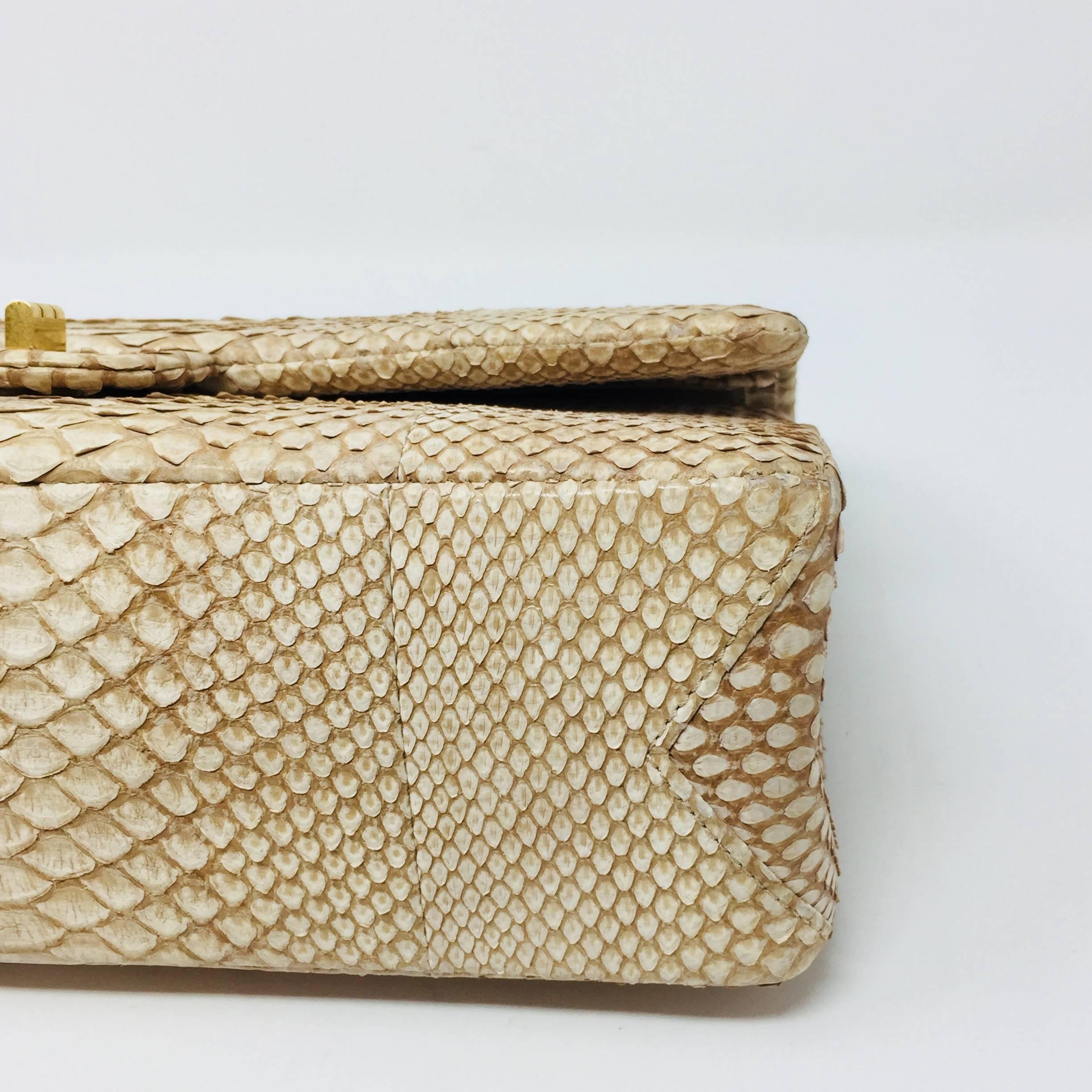 Chanel Reissue 2.55 Gold Nude Python Exotic Leather Shoulder Bag 6