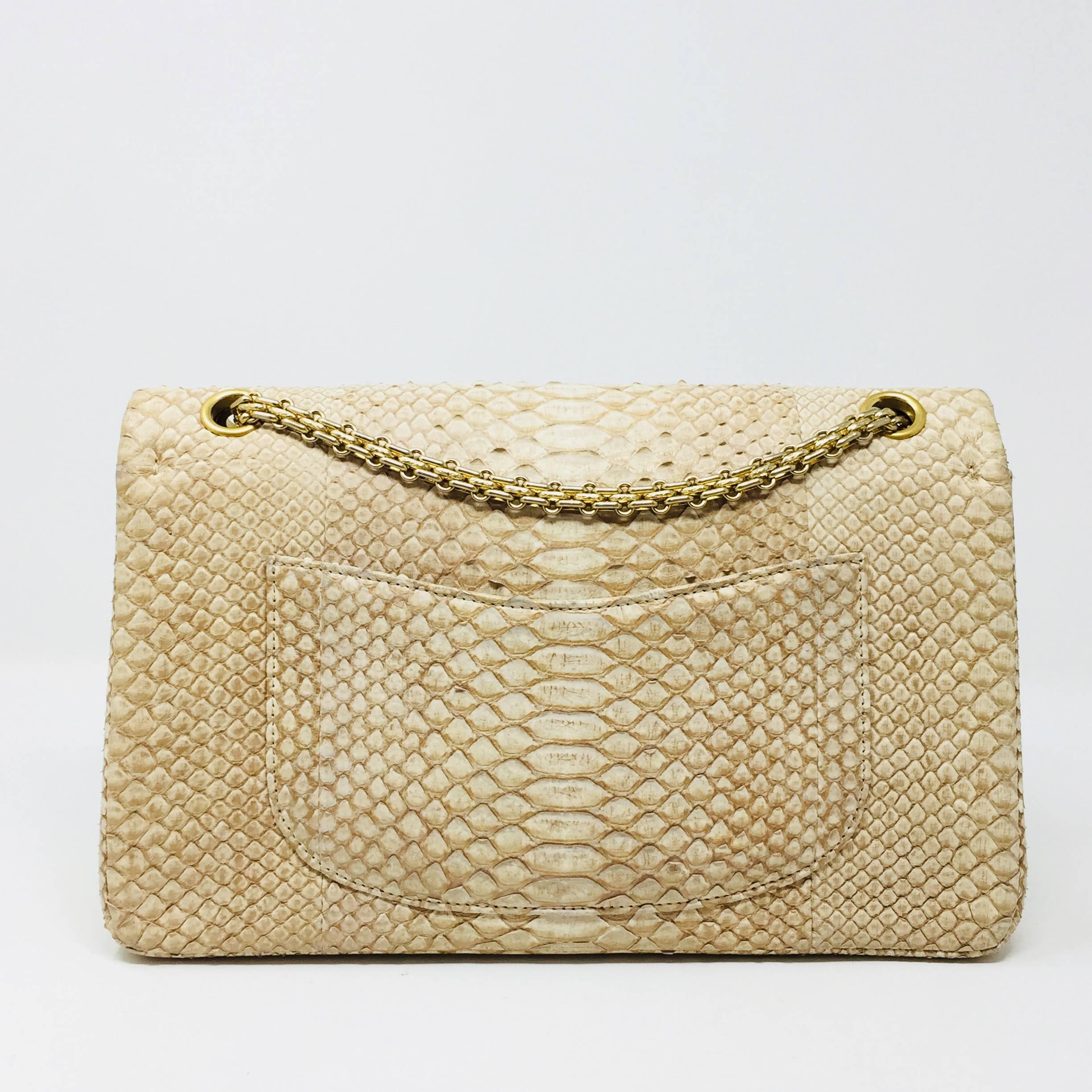 Chanel Reissue 2.55 Gold Nude Python Exotic Leather Shoulder Bag 7