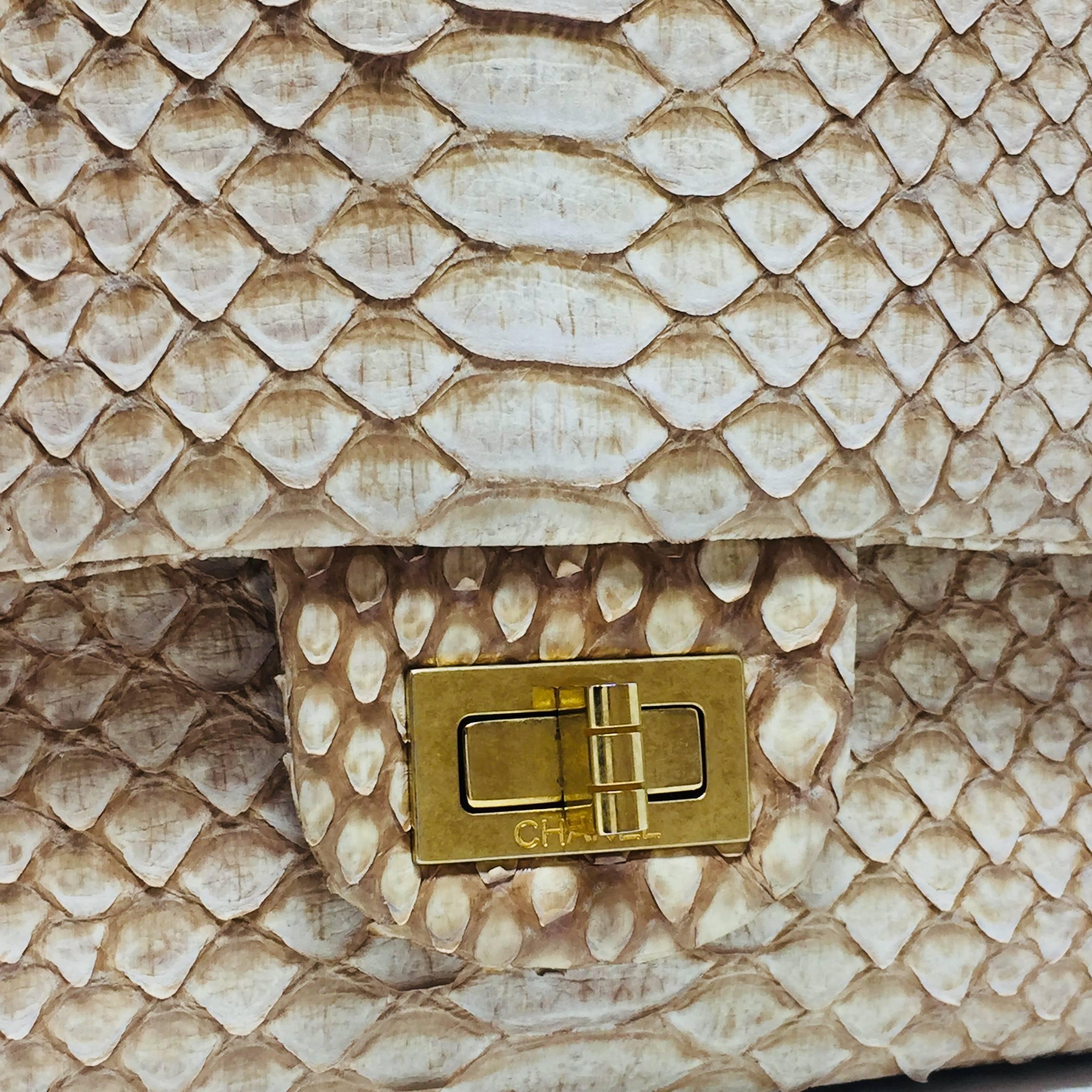 Chanel Reissue 2.55 Gold Nude Python Exotic Leather Shoulder Bag 8