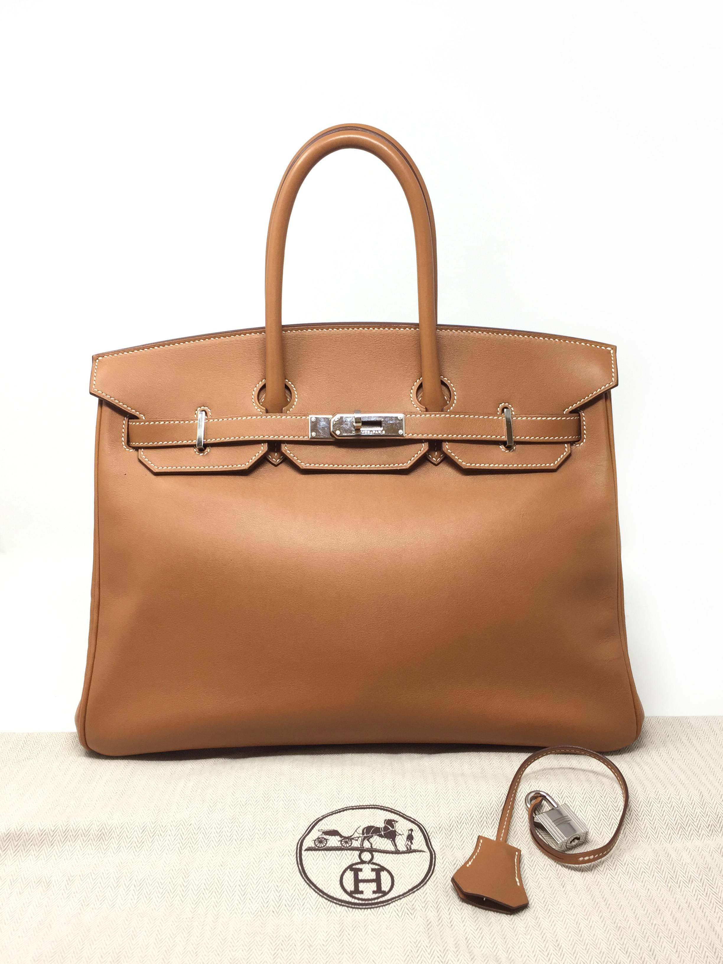 Hermes Paris Sac Birkin 35 Swift Gold Leather Bag, 2008 5