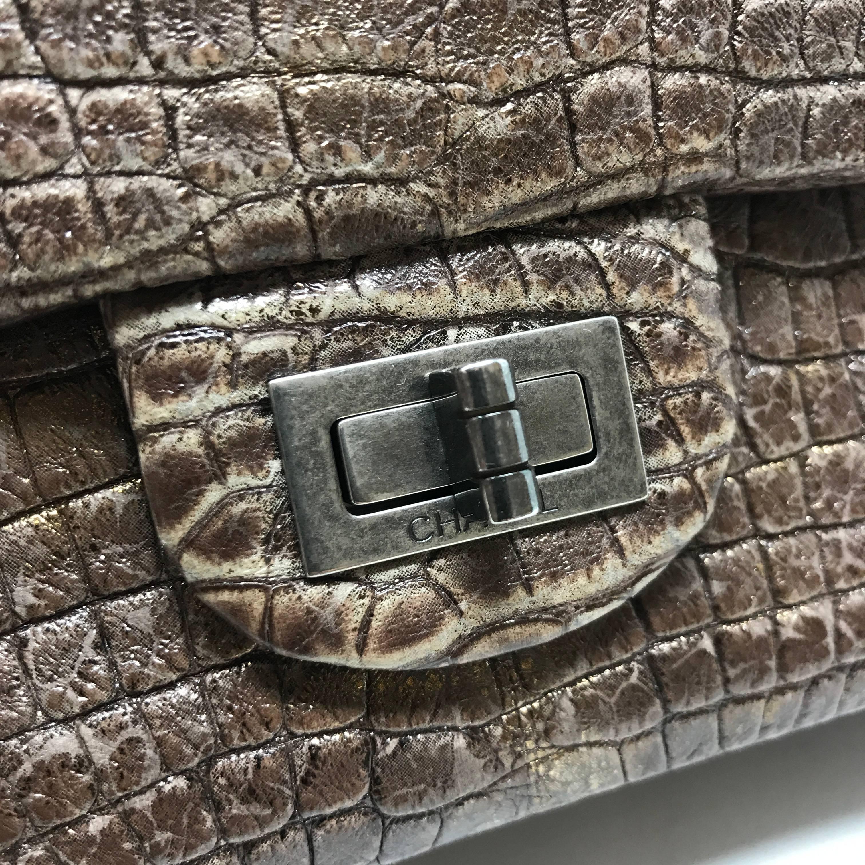 Chanel Alligator Reissue 2.55 Classic Double Flap Bag For Sale 3