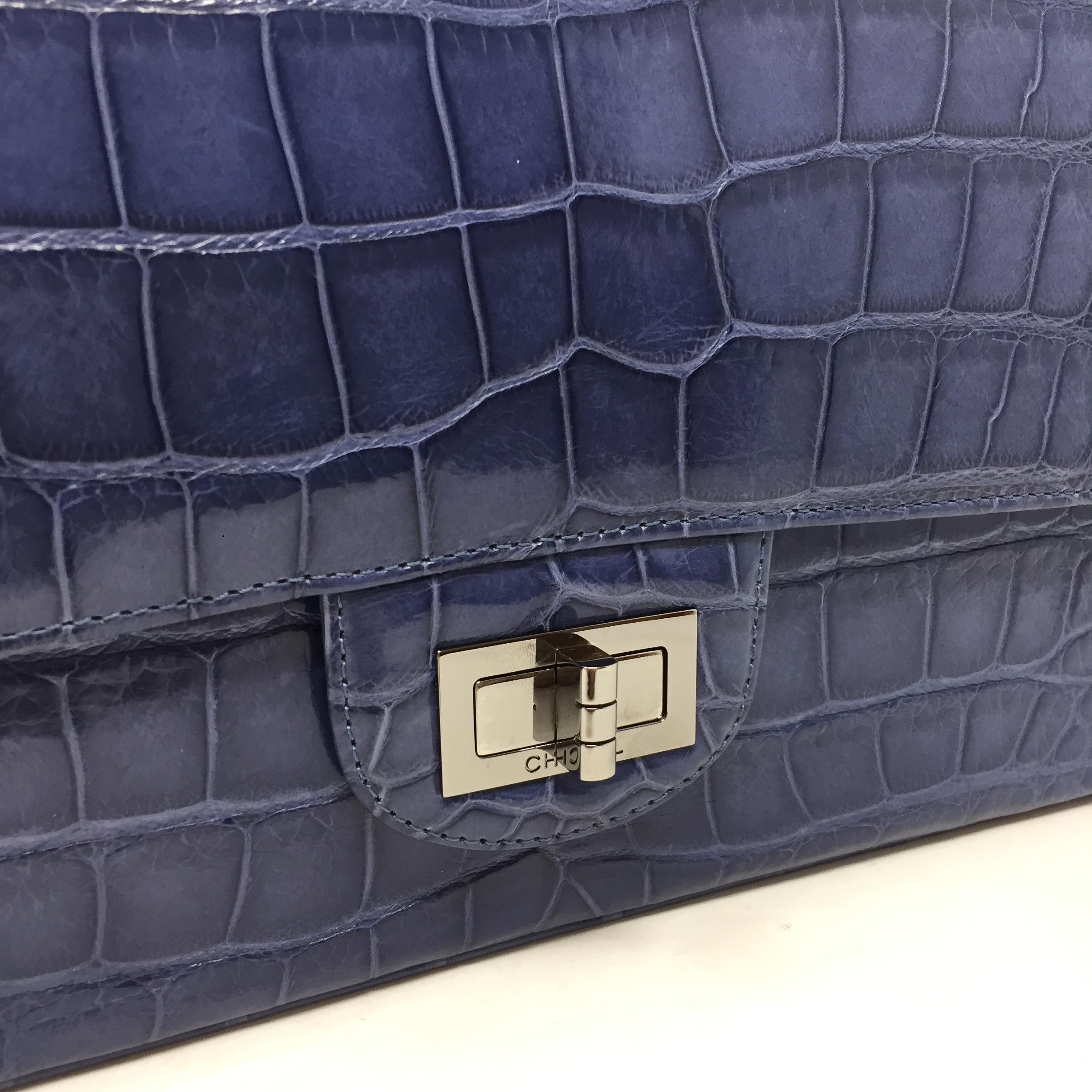 Chanel Bag Blue Shine Crocodile 2.55 Reissue Double Flap Timeless Bag, 2012 13