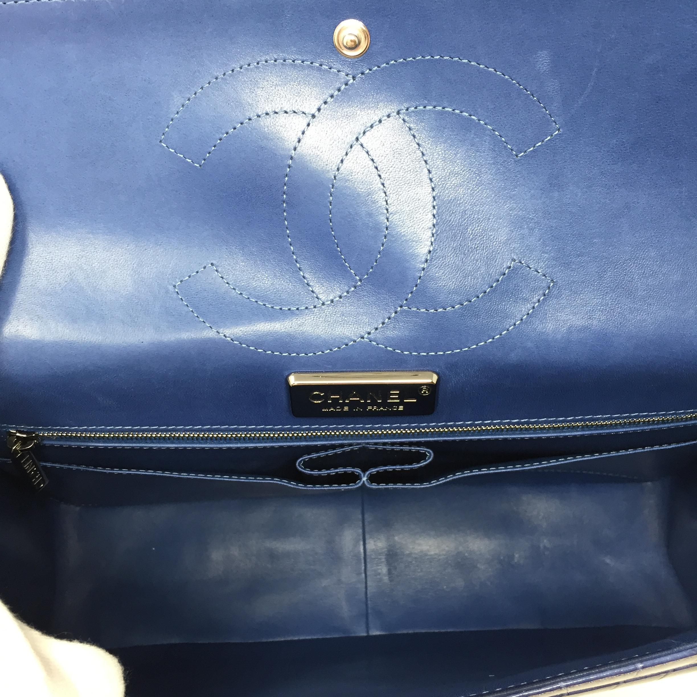 Chanel Bag Blue Shine Crocodile 2.55 Reissue Double Flap Timeless Bag, 2012 In Good Condition In Milan, IT