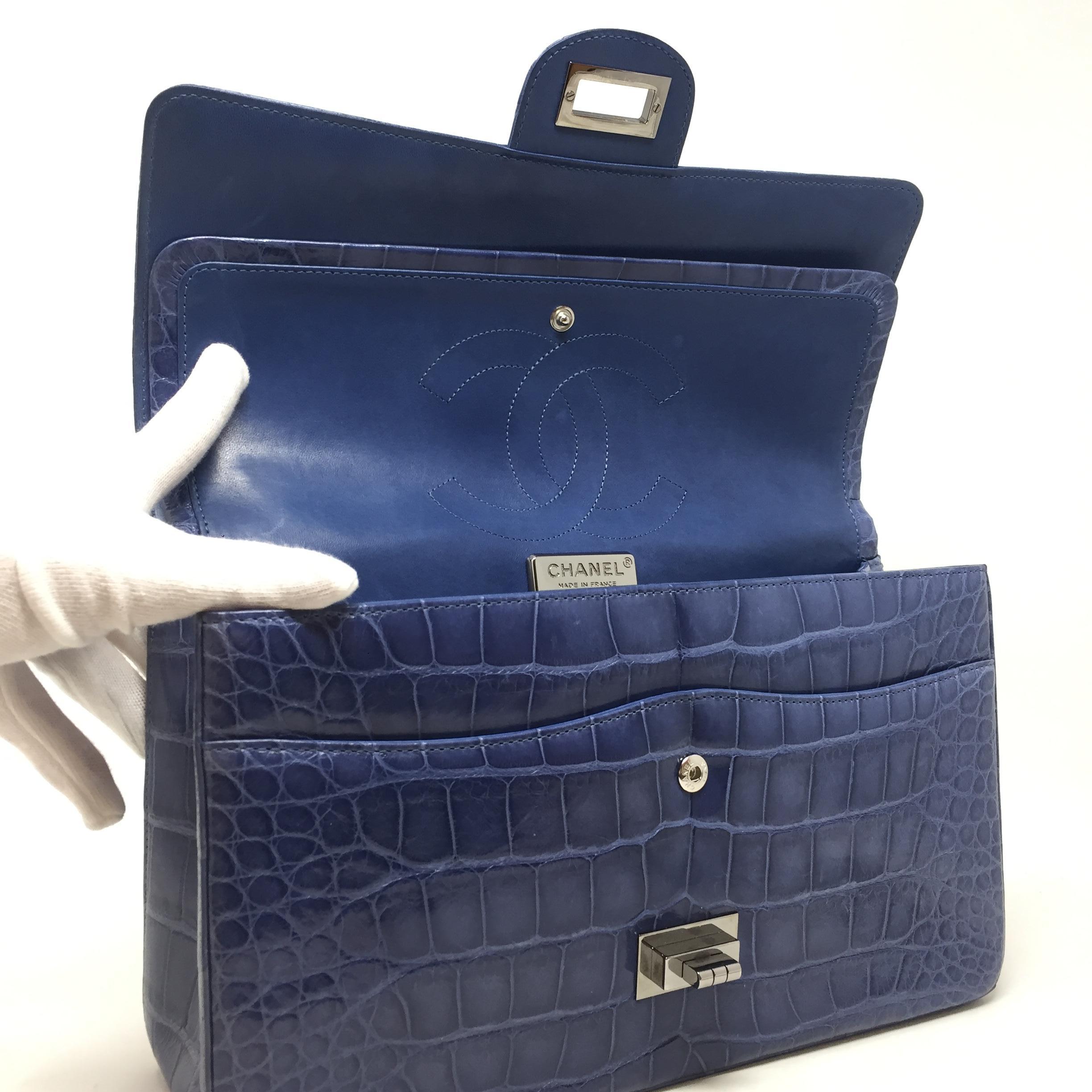 Chanel Bag Blue Shine Crocodile 2.55 Reissue Double Flap Timeless Bag, 2012 3